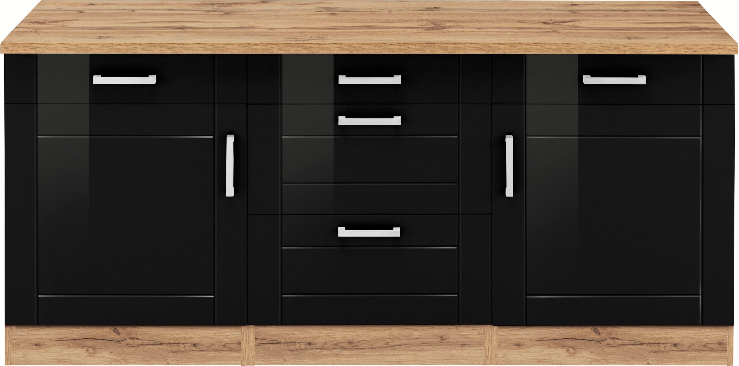 KOCHSTATION Unterschrank »KS-Tinnum« 180 cm breit, Metallgriffe, MDF Fronten, 3 Schubkästen, 2 Auszüge