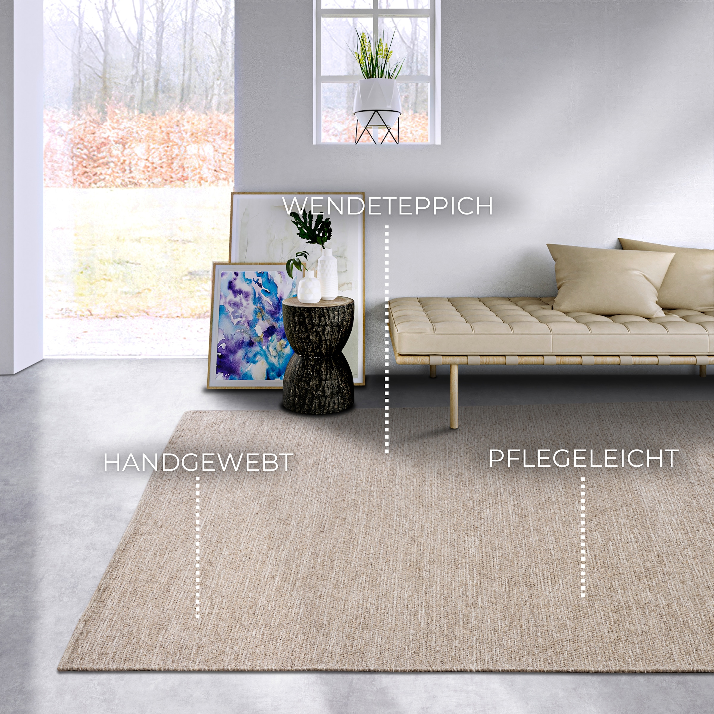 ELLE DECORATION Wollteppich »Pradesh«, rechteckig, 10 mm Höhe, Handgewebt, Wolle, Natur, Wohnzimmer, Schlafzimmer, Boho, Skandi