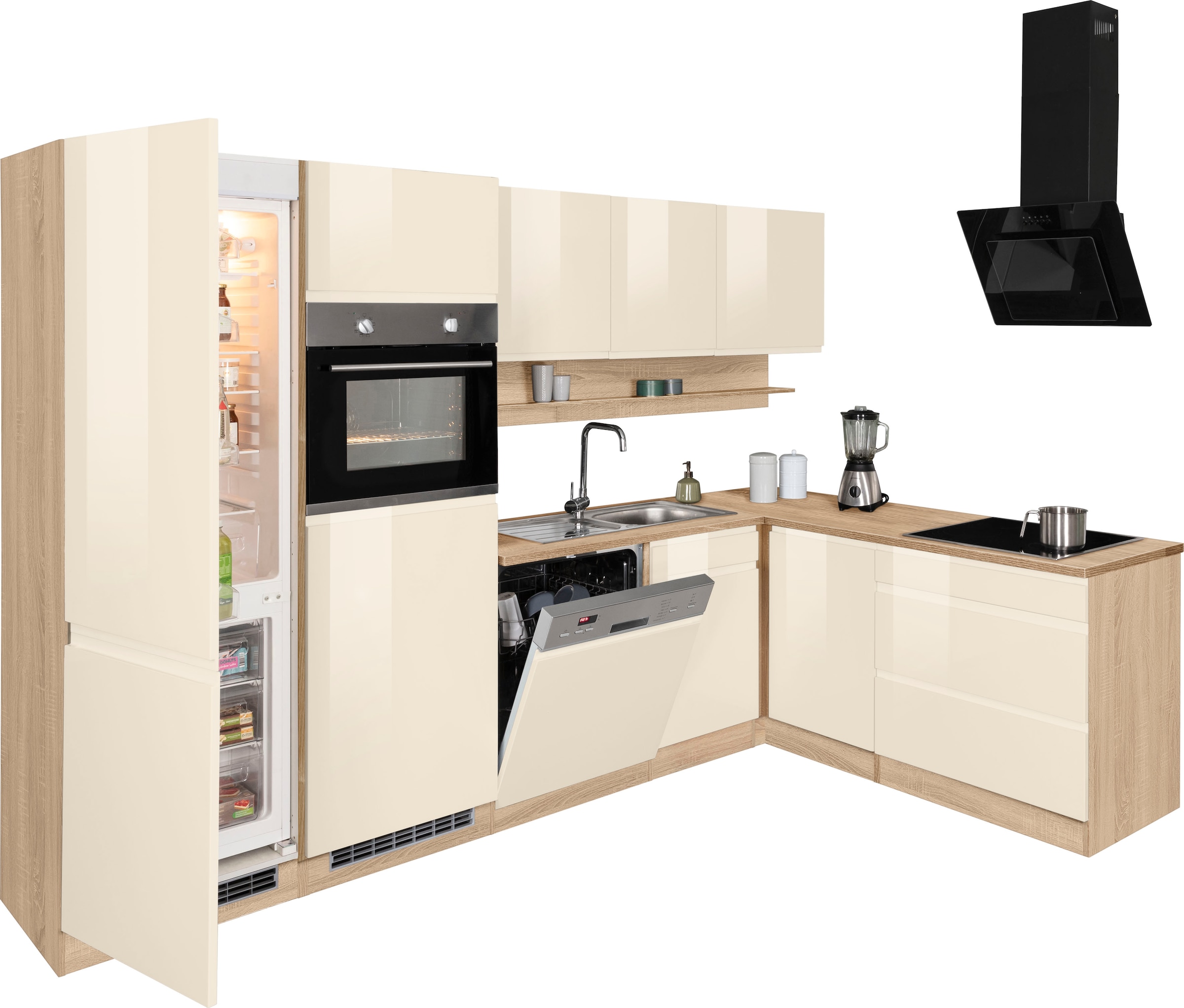 KOCHSTATION Winkelküche »KS-Virginia«, Stellbreite 290/180 cm, ohne E-Geräte