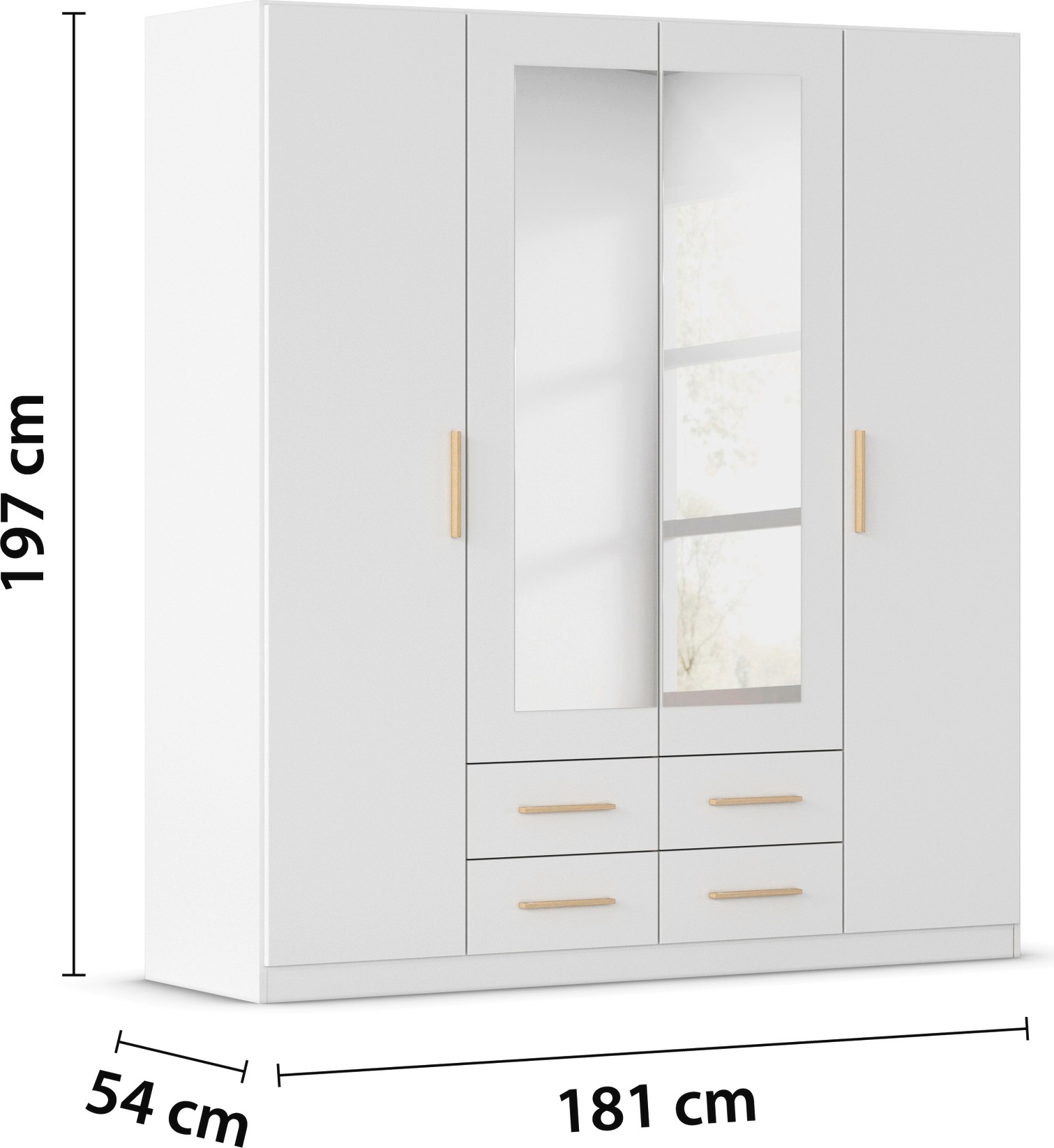 rauch Drehtürenschrank »Kleiderschrank Schrank Garderobe KREFELD optional mit Spiegel«, mit 3 Griff-Varianten, inkl. praktischen Schubladen MADE IN GERMANY