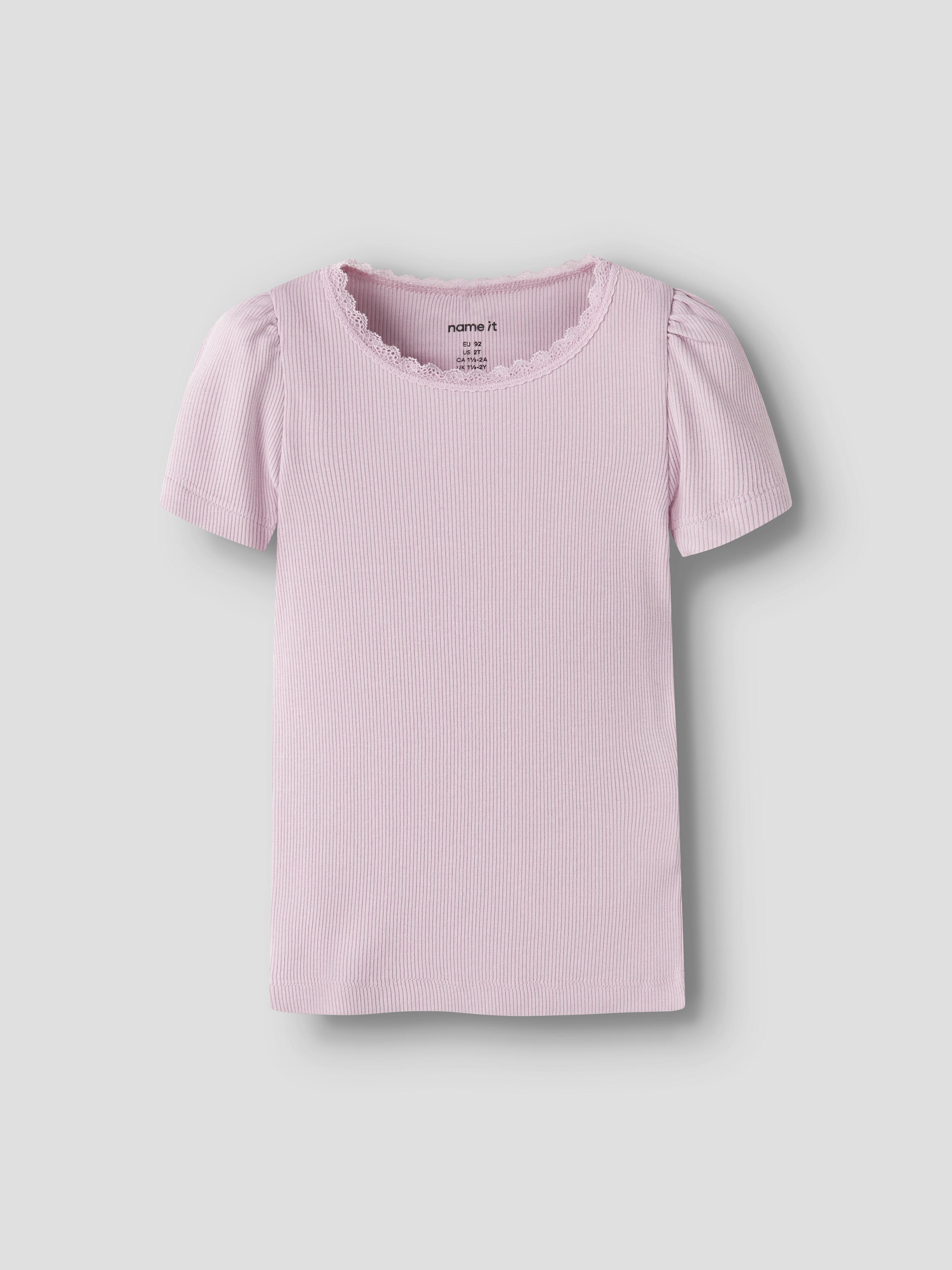 Name It Kurzarmshirt »NMFKAB  TOP NOOS« Baumwollmischung, Spitze, Puffärmel