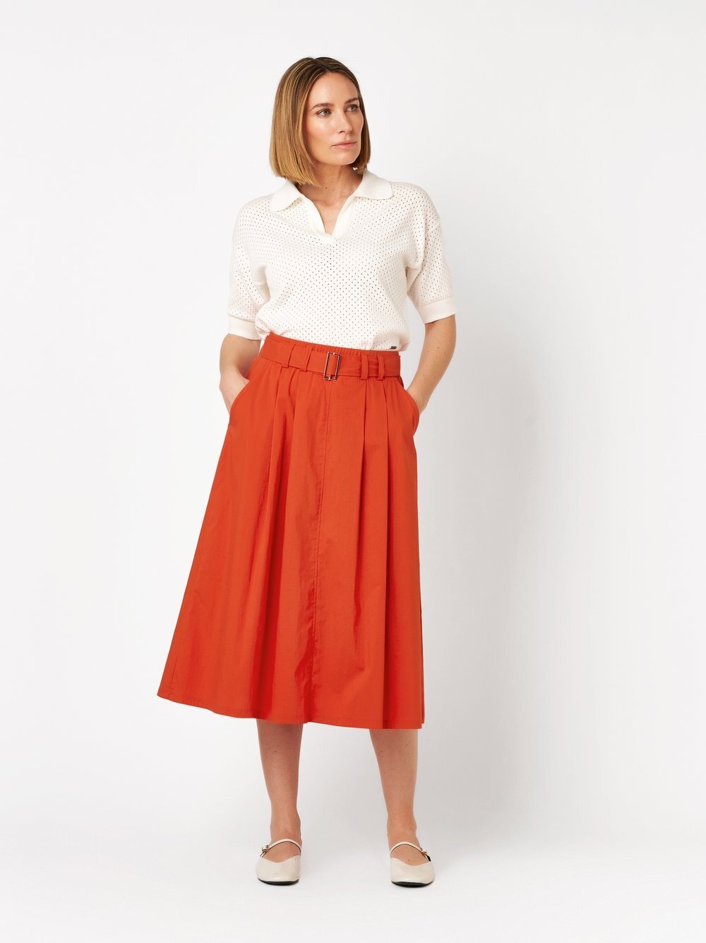 TONI Sommerrock »Midi Skirt« mit Bundfalten und Gürtel