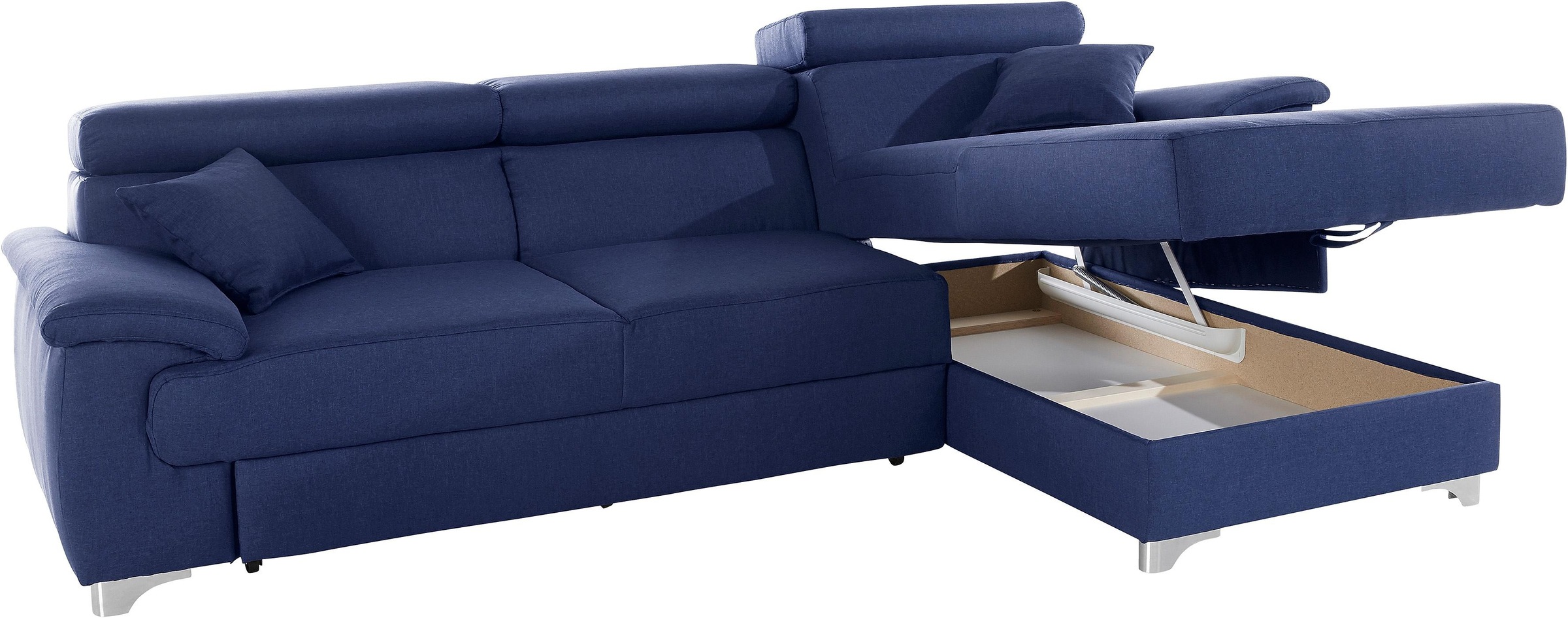 DOMO collection Ecksofa »Mira, inklusive Kopfteilverstellung für mehr Wohlfühlkomfort, L-Form«, wahlweise mit Bettfunktion und Bettkasten, elegant und modern