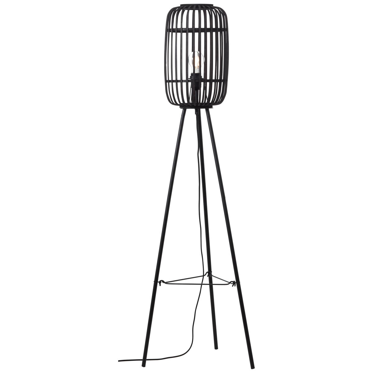 Brilliant Leuchten Stehlampe »Woodrow«, E27, 1 St., Stehlampe, dreibeinig holz dunkel/schwarz
