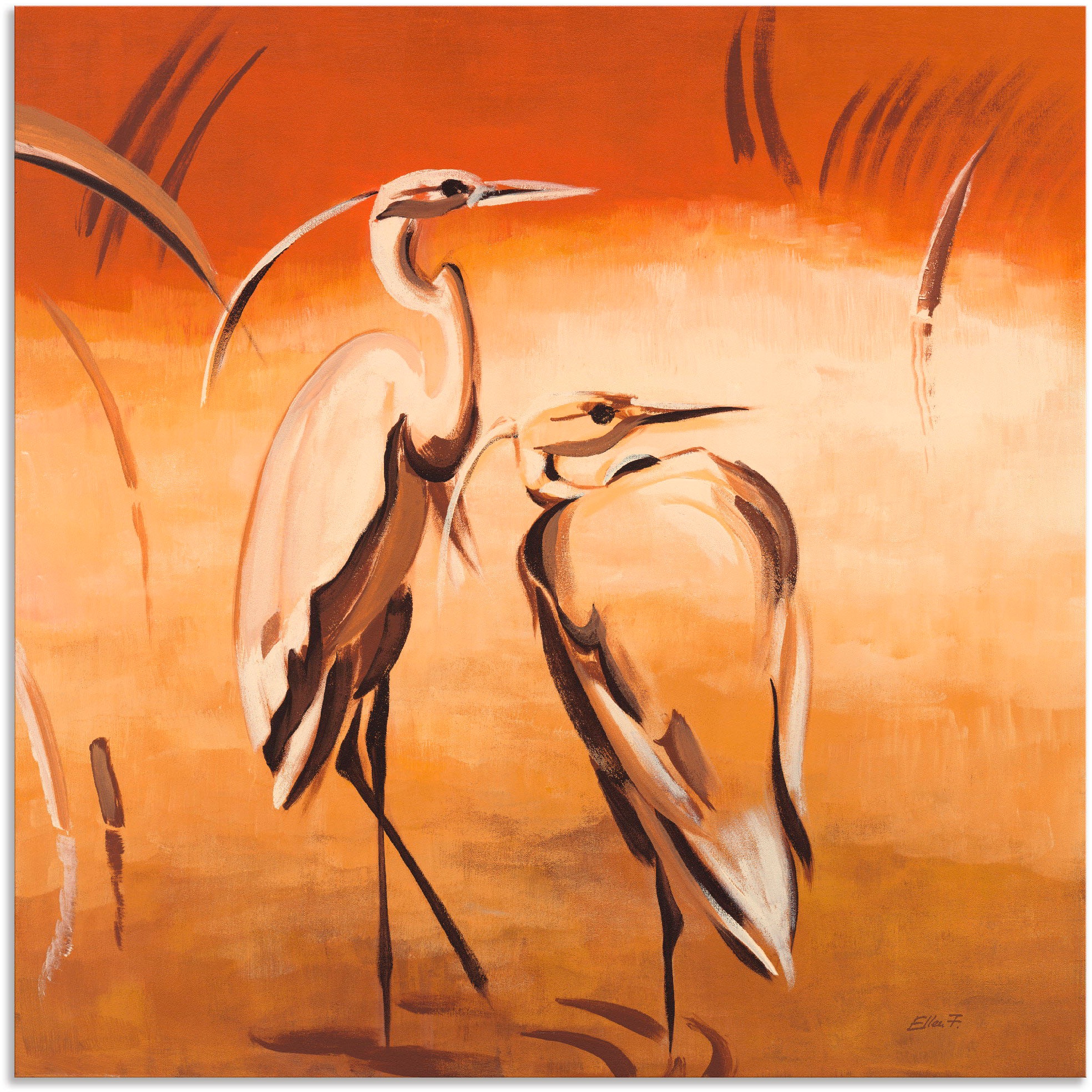 Artland Wandbild »Kraniche«, Vögel, (1 St.), in vielen Größen & Produktarten - Alubild / Outdoorbild für den Außenbereich, Leinwandbild, Poster, Wandaufkleber / Wandtattoo auch für Badezimmer geeignet
