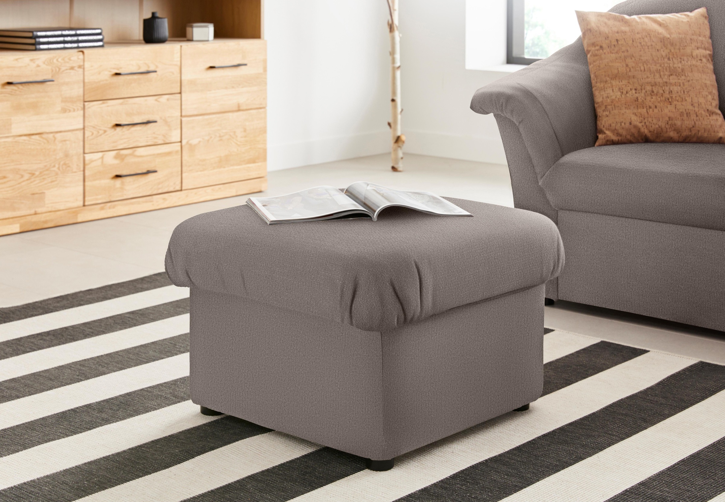 Domo Collection Hocker »Pegnitz« in grau, Größe B/H/T: 60 cm x 39 cm x 60 cm