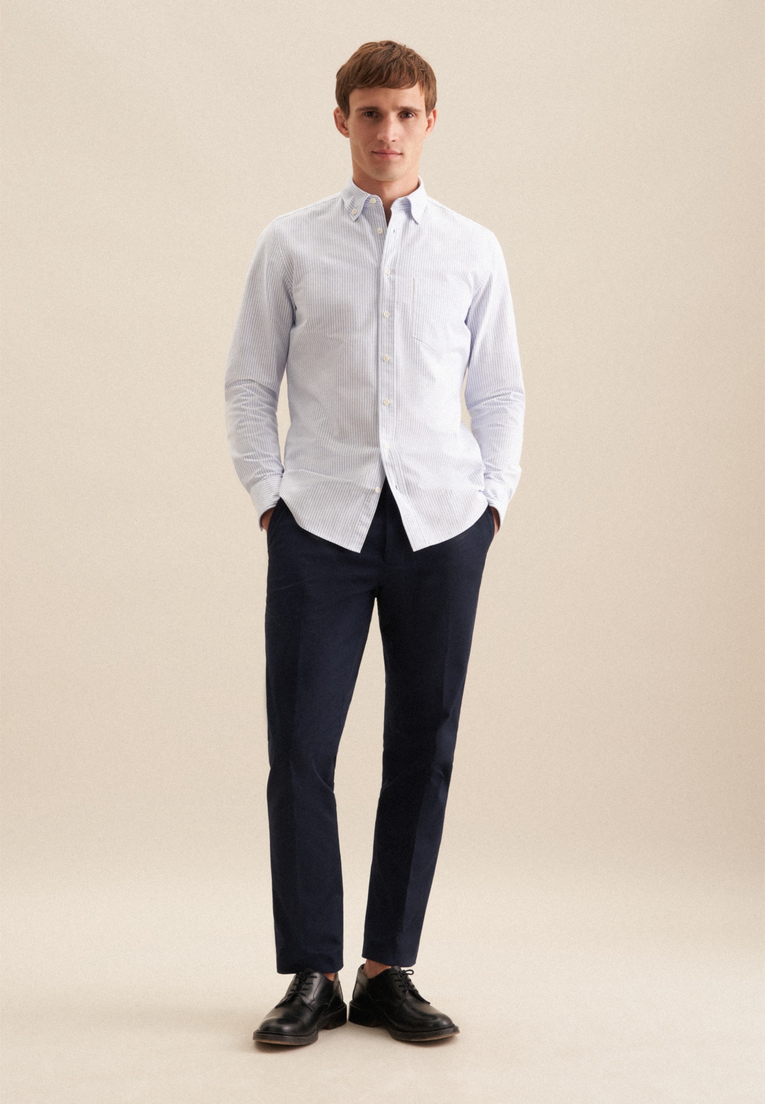seidensticker Businesshemd, Slim 1/1 Button-Down-Kragen Gestreift