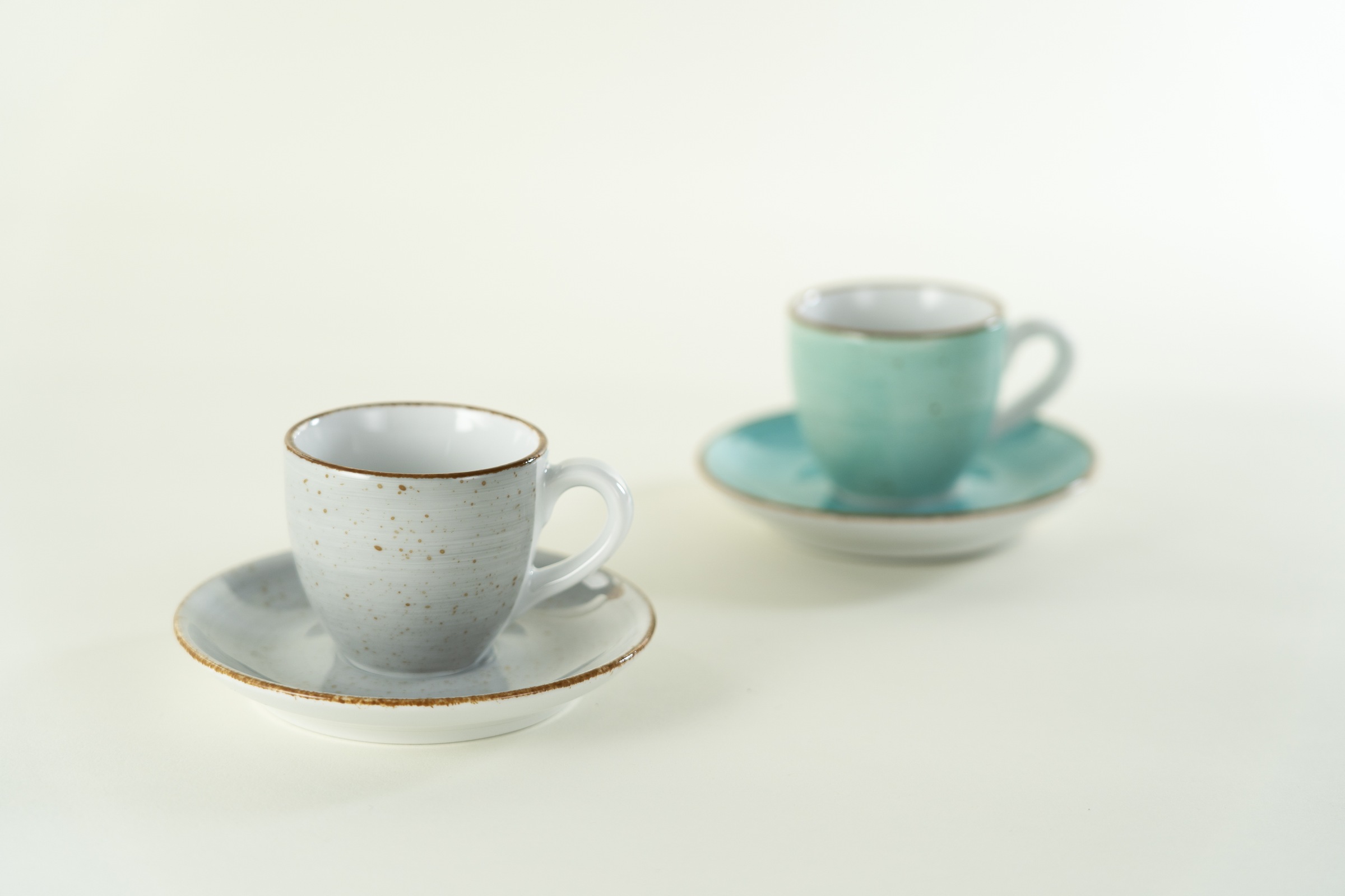 CreaTable Espressotasse »Vintage Nature Stein, Espresso-Set, 8-tlg.« Handgemalt, Gesprenkelt, Rustikales Außenband