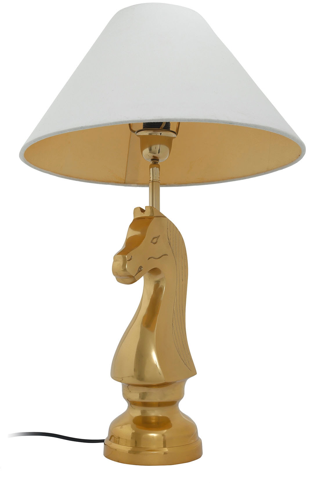 Kayoom Tischleuchte »Tischlampe Bishop 125«, 1 flammig, Leuchtmittel E27 | ohne Leuchtmittel, mit dekorativem Schah-Pferd-Sockel aus Metall, mit Stoffschirm