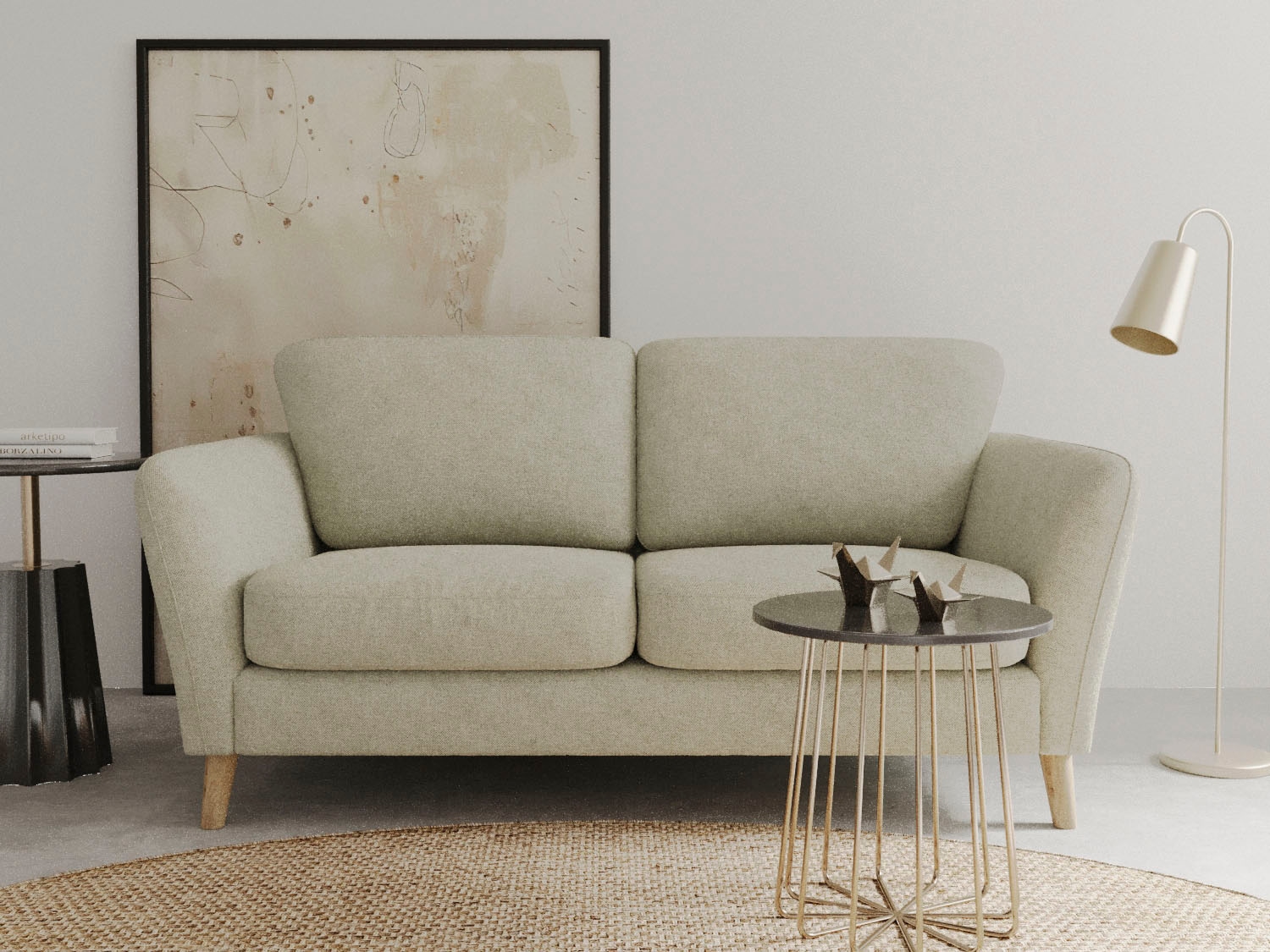 Home affaire 2-Sitzer »MARSEILLE Sofa 170 cm«, mit Massivholzbeinen aus Eiche, verschiedene Bezüge und Farbvarianten