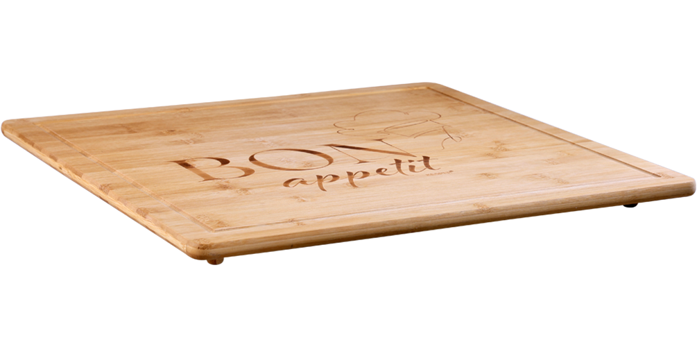KESPER® Herdblende-/Abdeckplatte »Schneidebrett, Bon appetit« mit vier Bambusfüßen