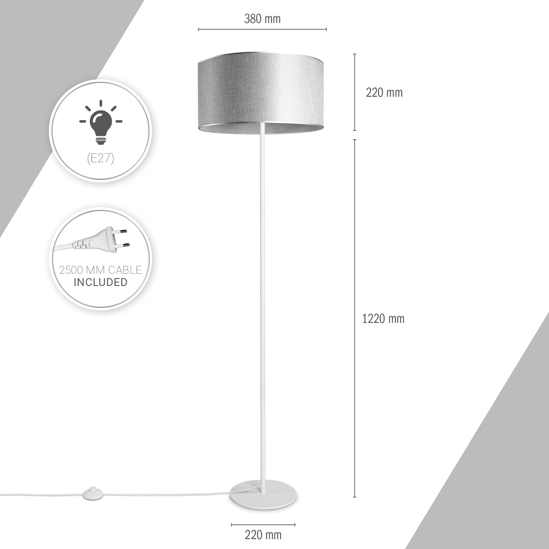 Paco Home Stehlampe »LUCA CANVAS OTTO Stoff Stehlampe COLOR«, Büro Leselampe Skandi Wohnzimmer E27 Lampenschirm online bei kaufen UNI