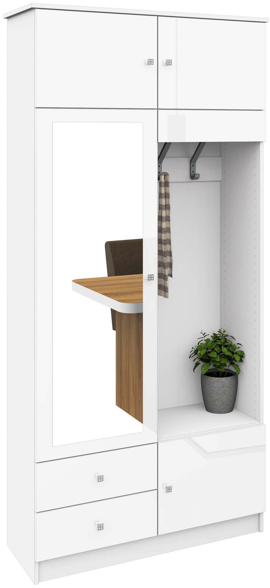 borchardt Möbel Garderobenschrank, viel Stauraum, Kleiderstange, Spiegel