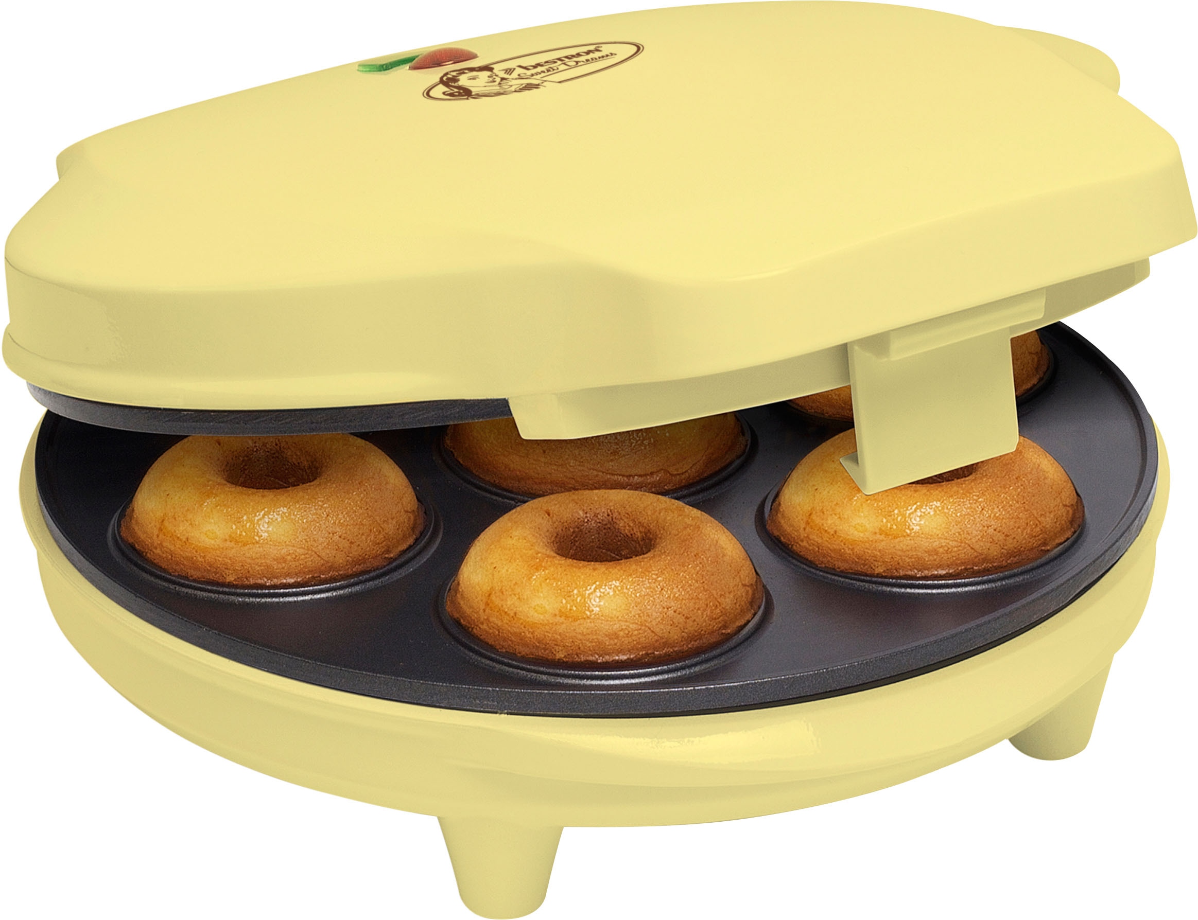 bestron Donut-Maker »ADM218SD Sweet Dreams«, 700 W, im Retro Design, Antihaftbeschichtung, Gelb