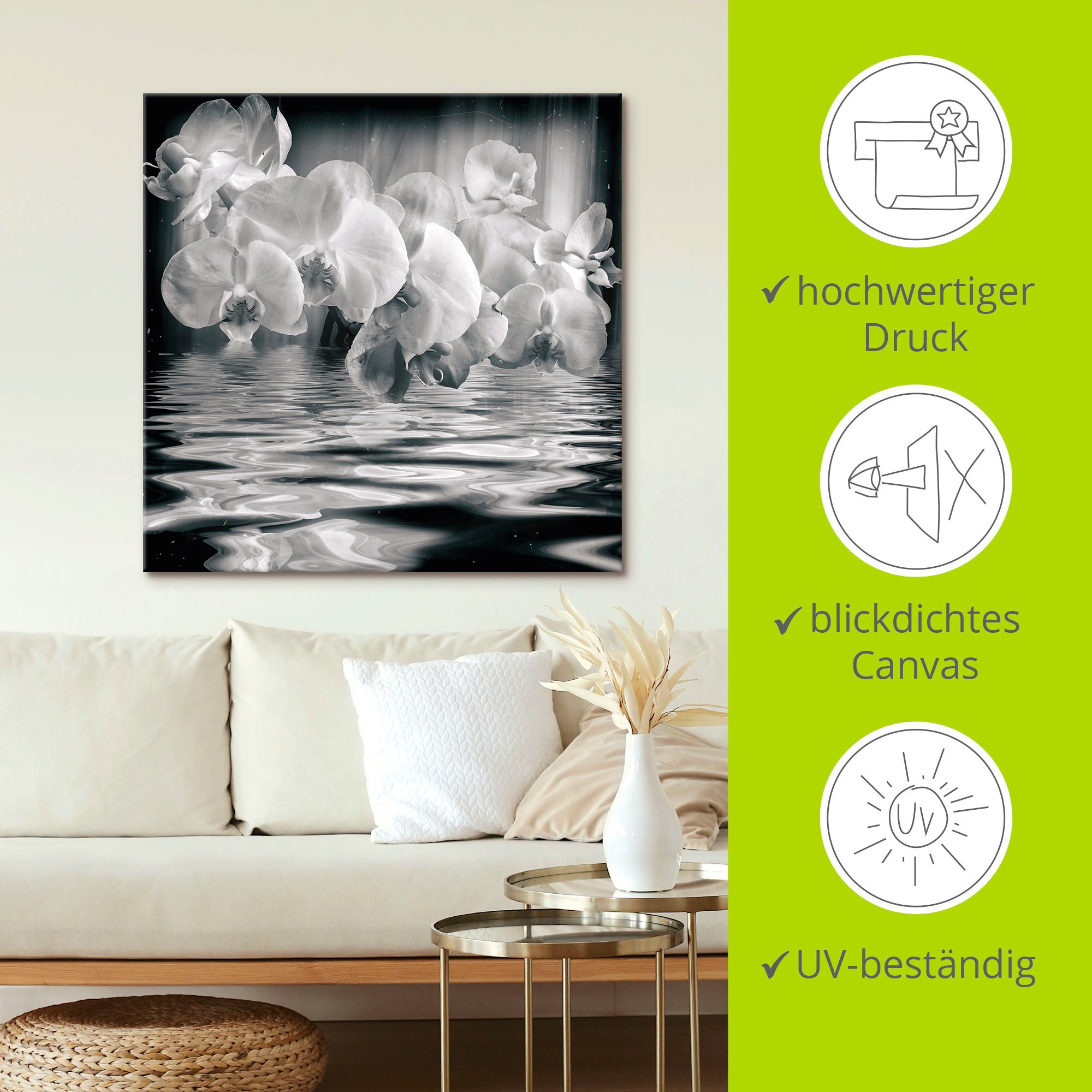 Artland Wandbild »Orchideen - monochrom«, Spa Bilder, (1 St.), als Leinwandbild, Wandaufkleber in verschied. Größen