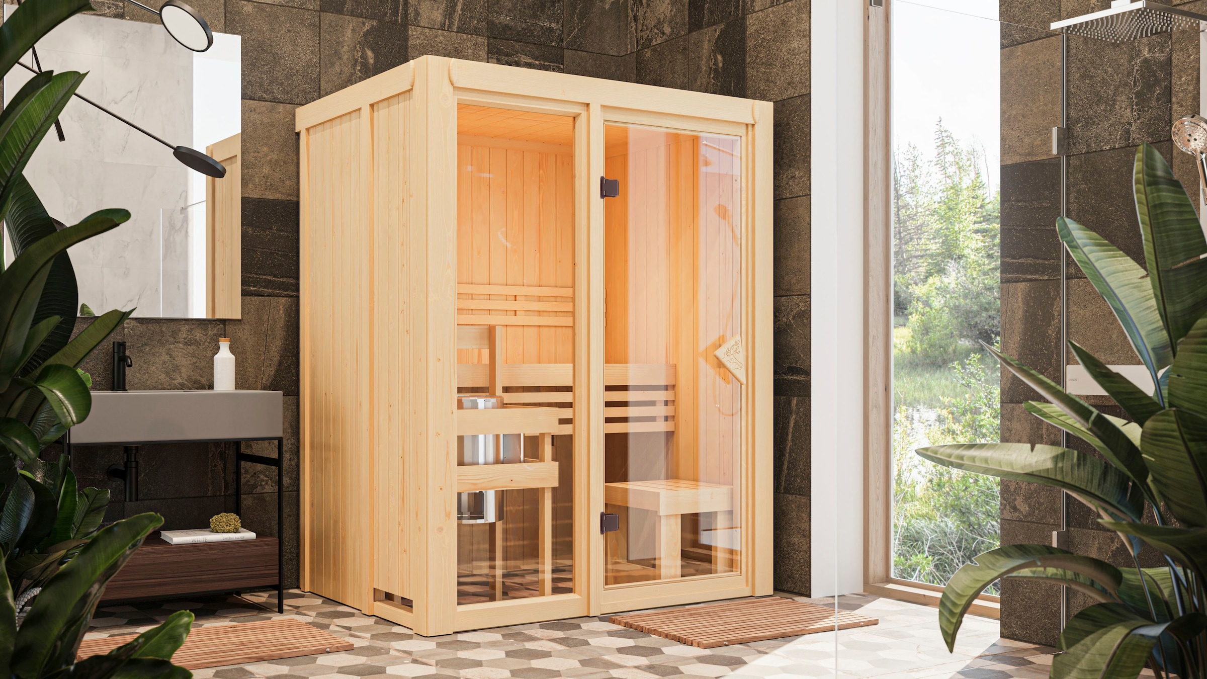 Karibu Sauna »Alani 1« Ofen 3,6 kW Bio-Ofen externe Strg. easy