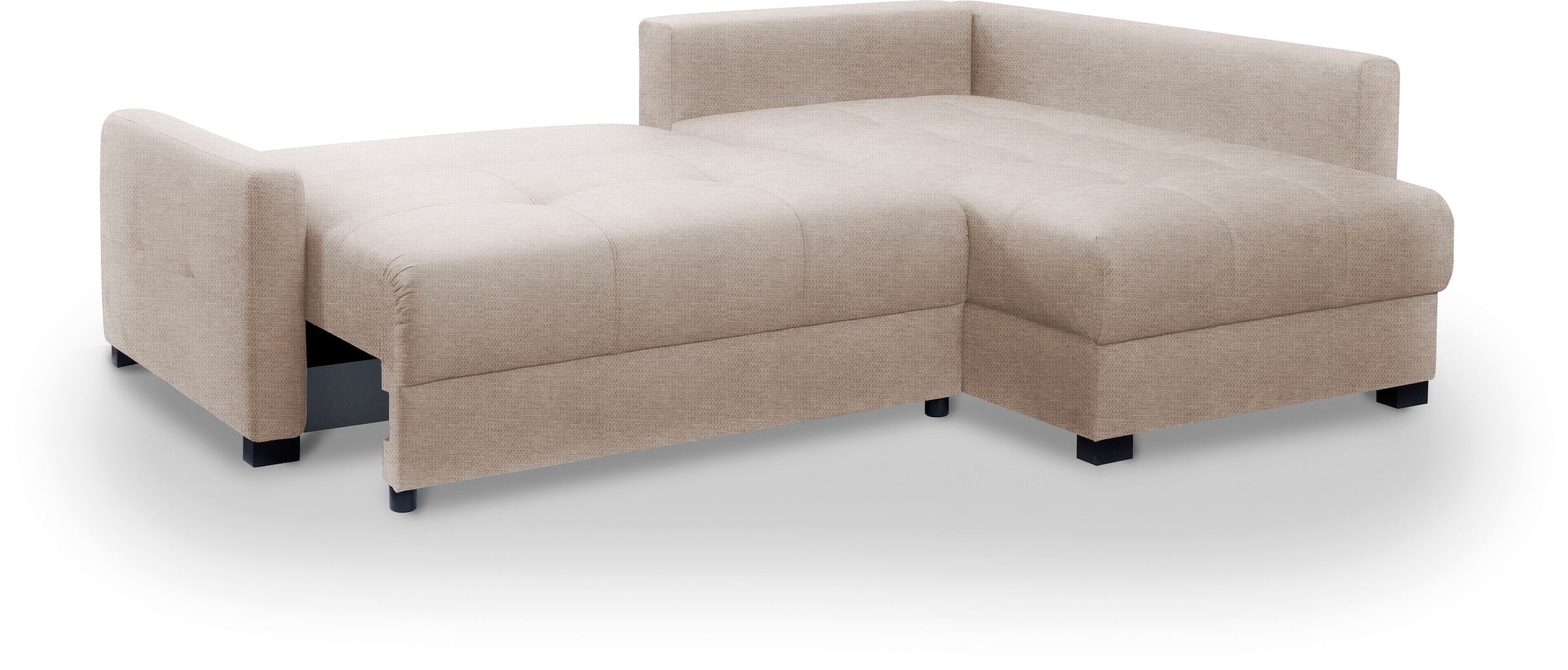 exxpo - sofa fashion Ecksofa »Chester, Boxspring Federkern-Polsterung für bequemeren Sitzkomfort«, L-Form, schmale Armlehnen, Bettfunktion u. Bettkasten