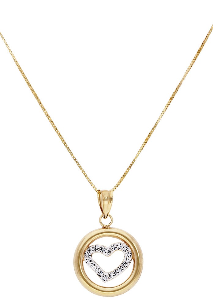 Firetti Kette mit Anhänger »Schmuck Geschenk Gold 375 Halsschmuck Halskette Goldkette Venezianer«, mit Kristallstein (synth.)