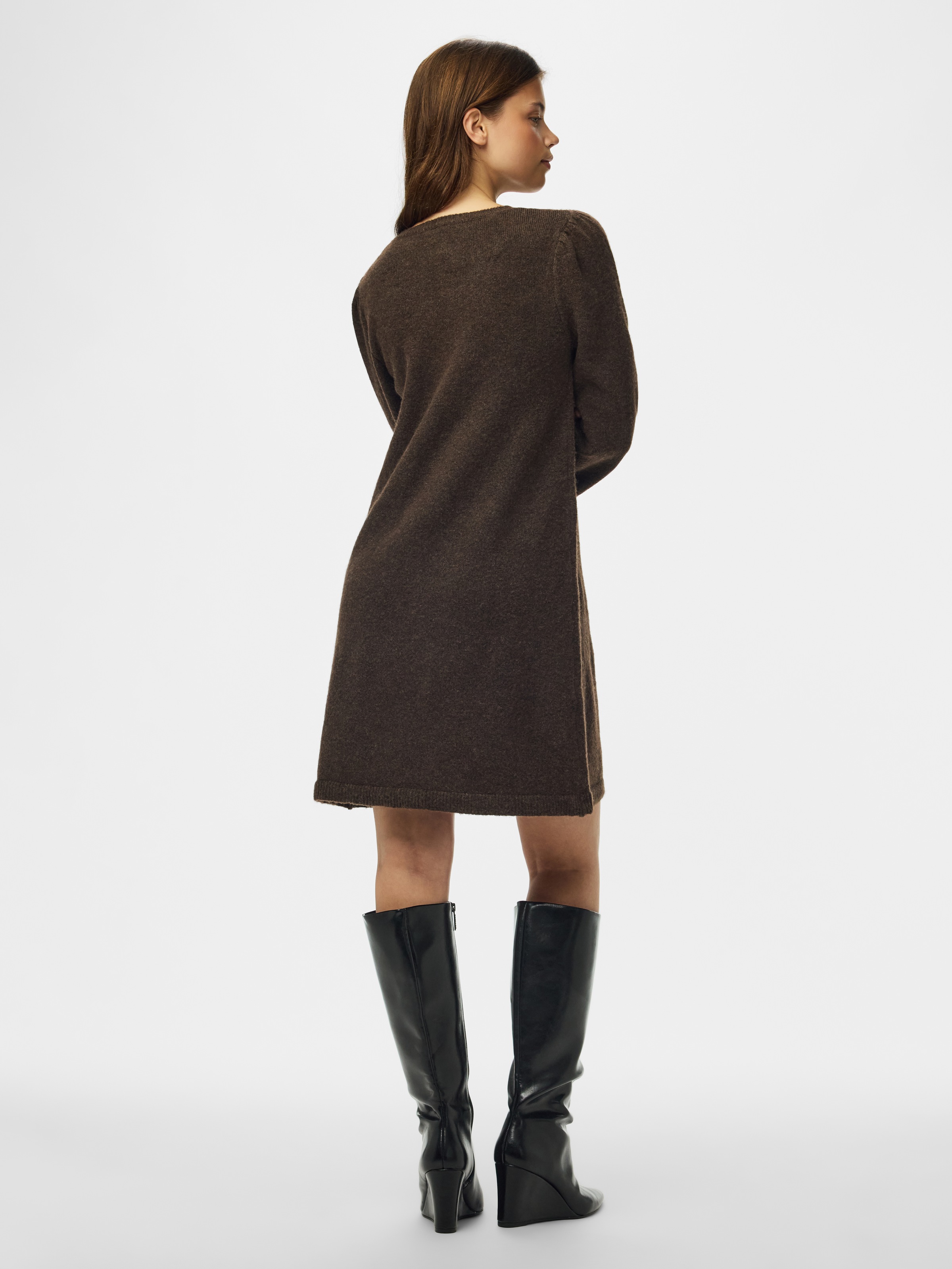 pieces Strickkleid »PCSALLY LS O-NECK KNIT DRESS NOOS BC« Materialmix