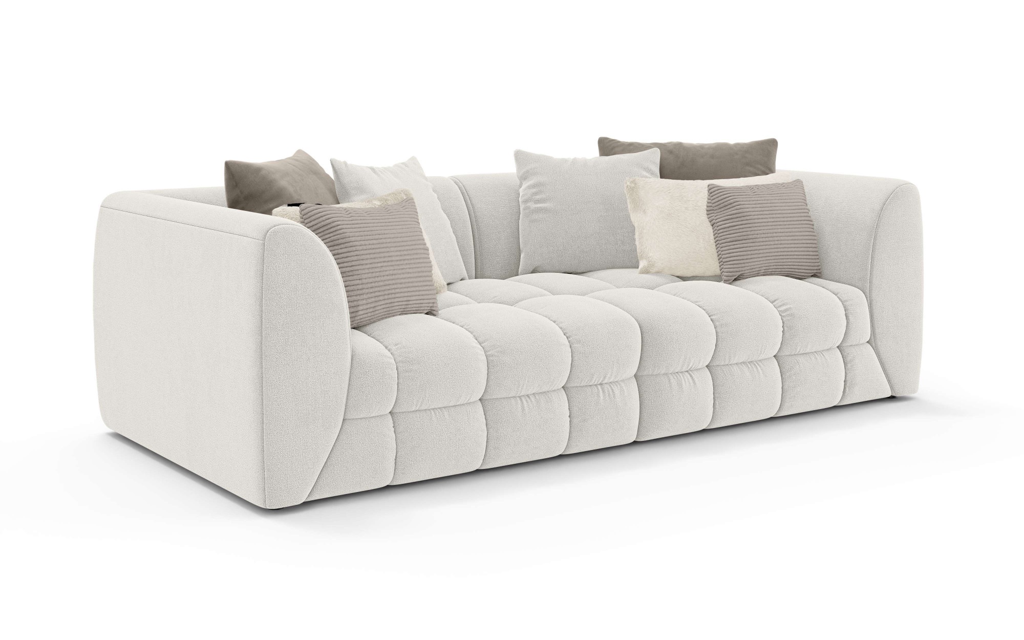 s.Oliver Big-Sofa »COBBO 3-Sitzer Design-Sofa Bubble-Optik, Maße B/T/H: 259/126/104 cm«, mit vielen Kissen, moderne Steppung und hoher Sitzkomfort