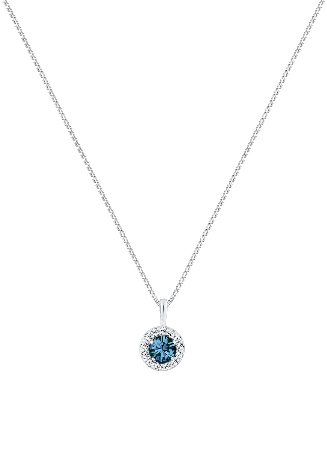 Elli Silberkette »Halskette Rund Solitär Blau 925 Sterling Silber, mit Kristallen von Swarovski®«