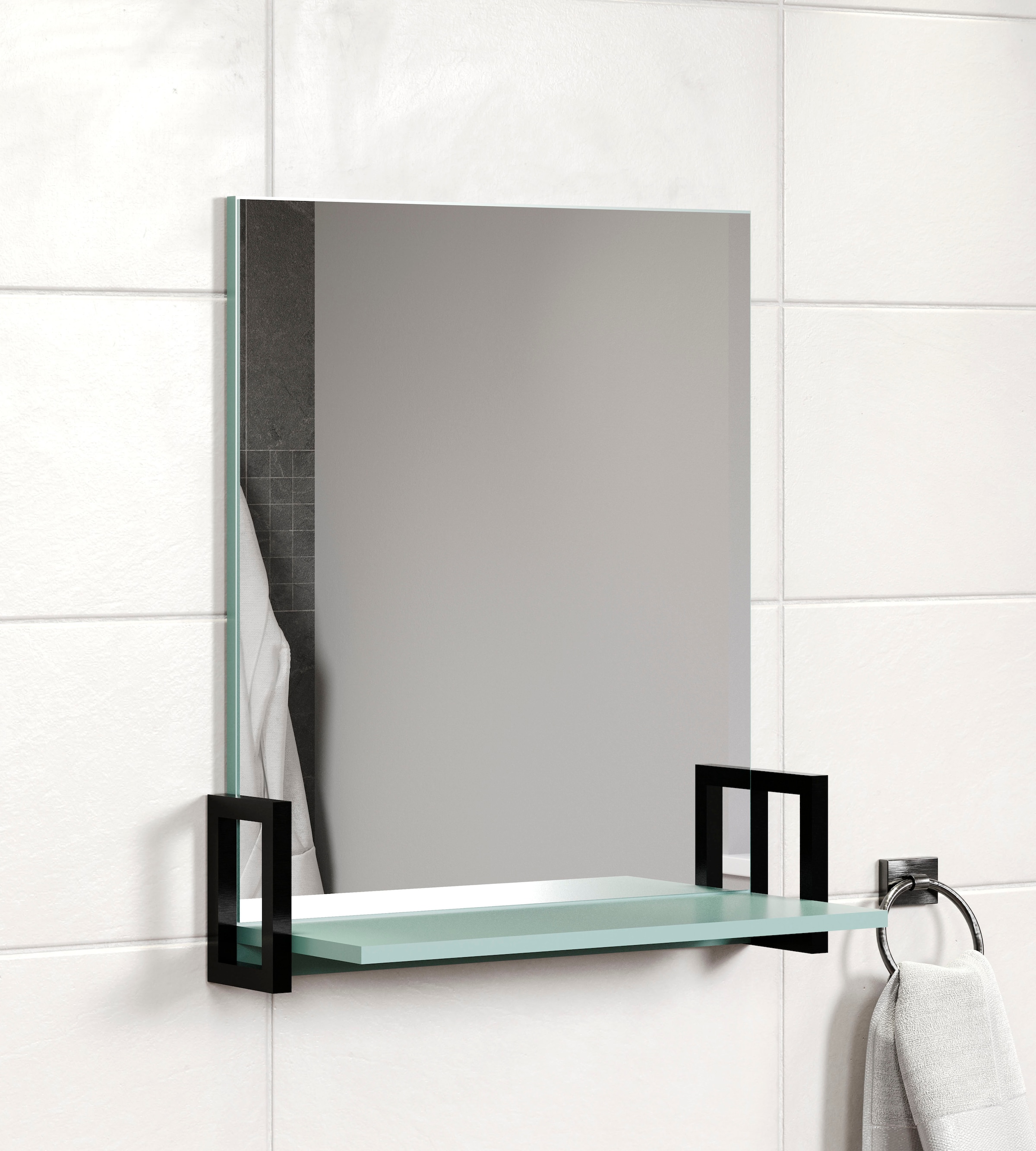 trendteam Badspiegel »Matix Wandspiegel«, (1 St.), eckiger Badspiegel mit Ablage, Breite 64 cm, grau blau