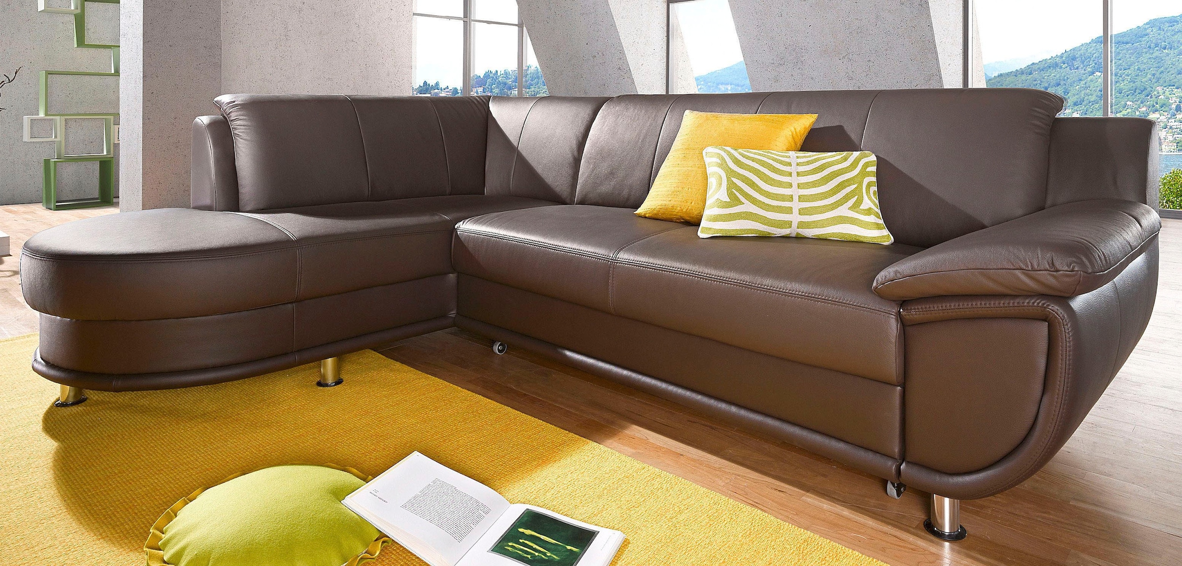 TRENDMANUFAKTUR Ecksofa »Rondo, L-Form«, wahlweise mit Federkern, wahlweise mit Bettfunktion