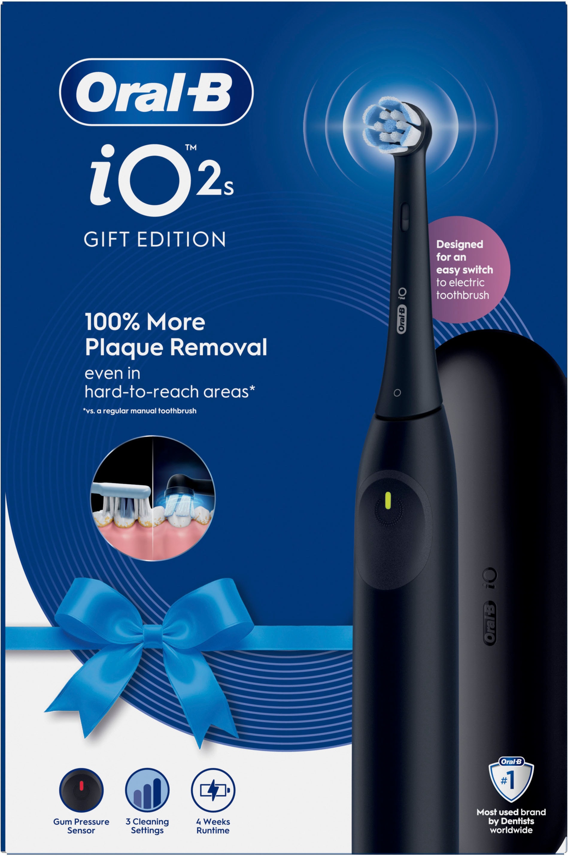 Oral-B Elektrische Zahnbürste »iO Series 2« 1 Stk. Aufsteckbürsten für die sanfte Reinigung, Reise-Etui, Aufsteckbürstenhalter