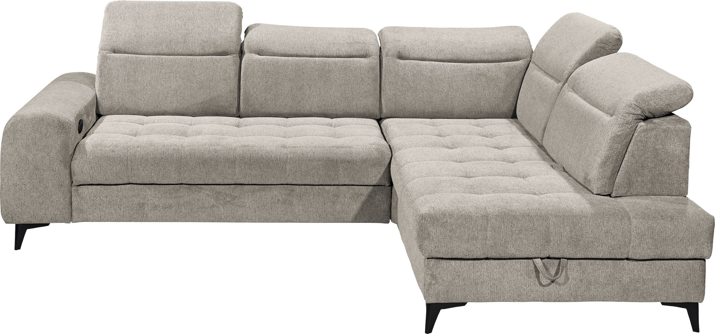 ED EXCITING DESIGN Ecksofa »Rockdale L-Form mit Bettfunktion, Bettkasten« Kopfteilverstellung, Sitztiefenverstellung & USB-Port