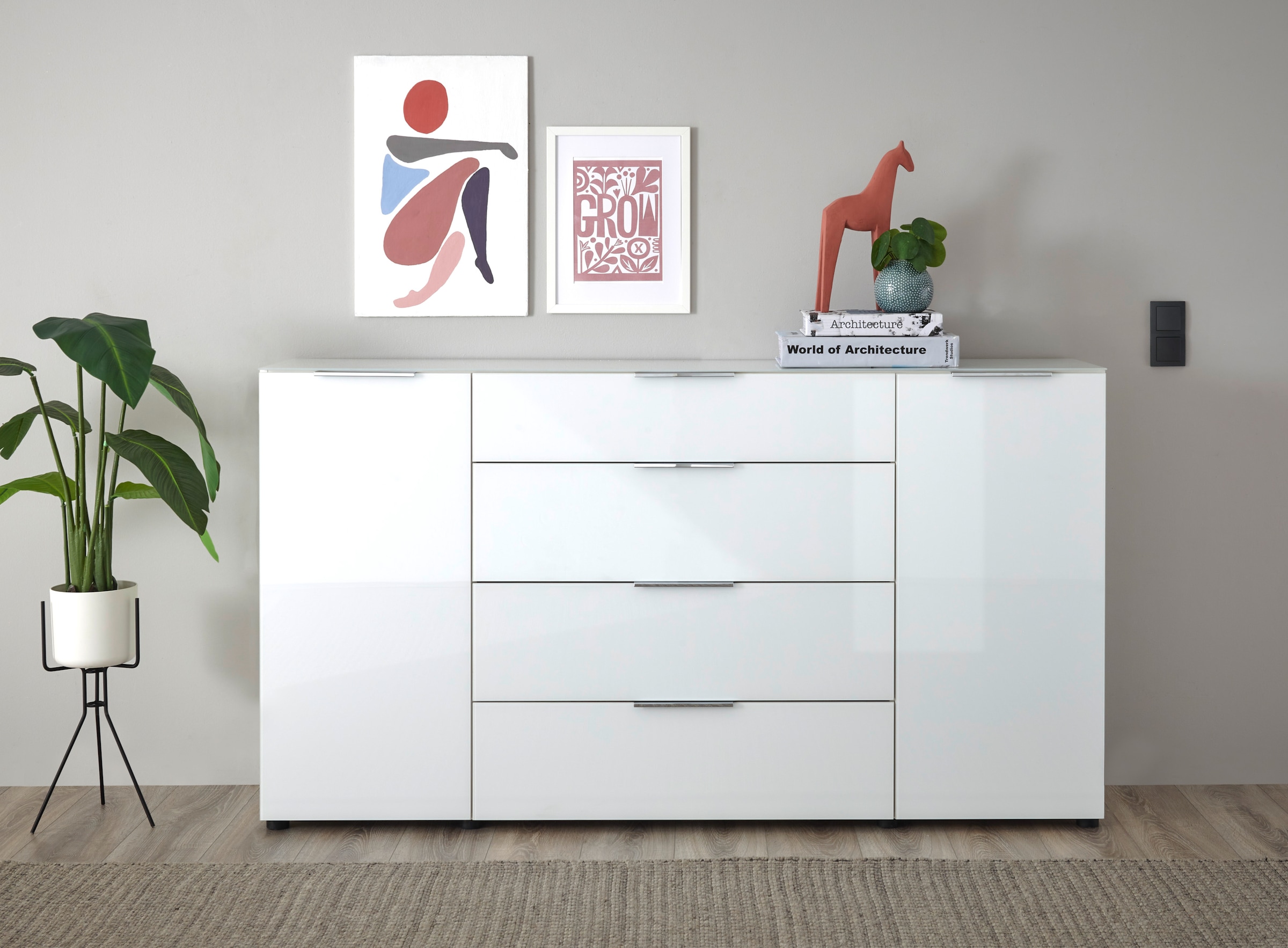 HBZ Kommode »Santorin, BxHxT 180x99x40 cm«, (1 St.), Breite 180cm, Softclose für Türen und Schubkästen, Melaminbeschichtung