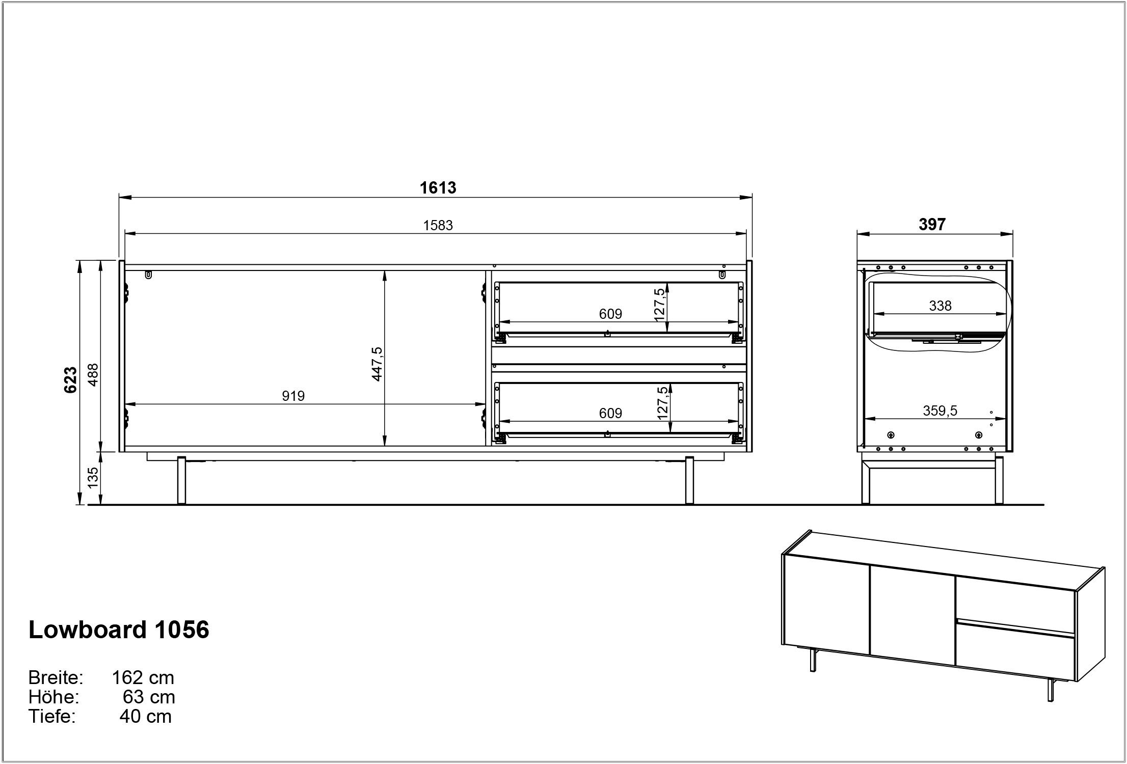 GERMANIA Wohnzimmer-Set »Cantoria«, (Set, 3 St.), mit Highboard, Wandboard, Lowboard, griffloses Design