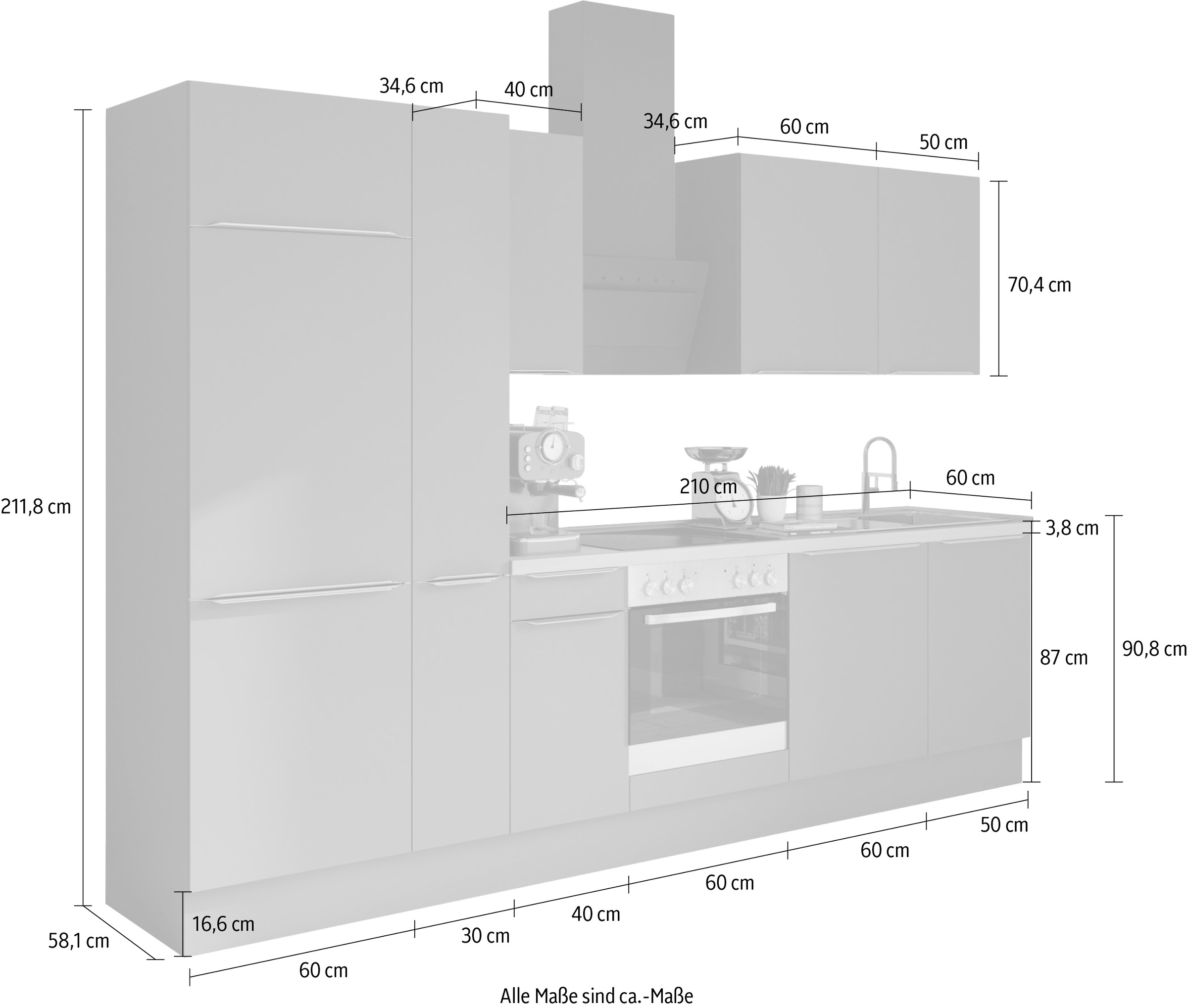 OPTIFIT Küchenzeile »Aken«, ohne E-Geräte, Breite 300 cm bestellen online  bei OTTO