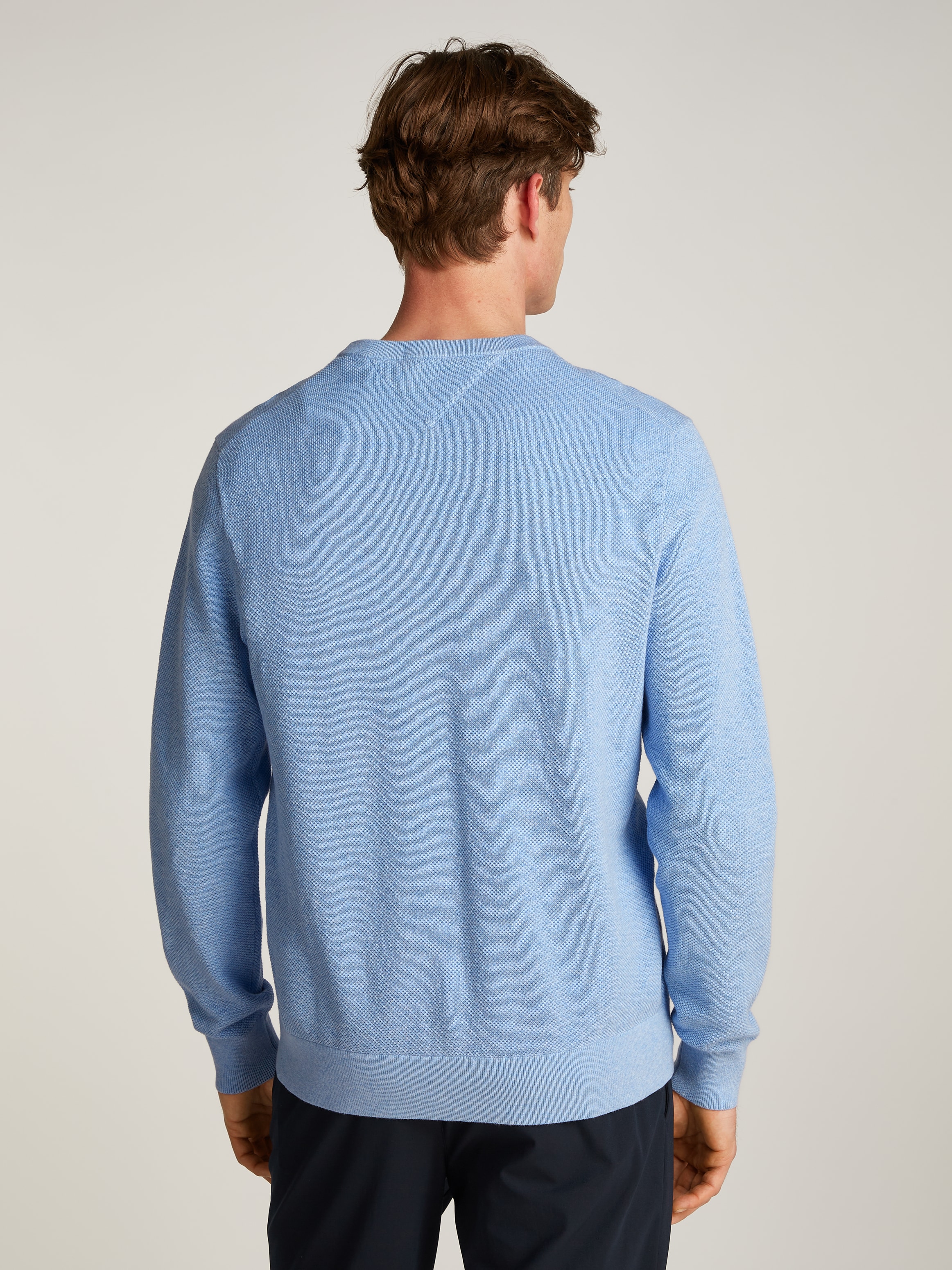 Tommy Hilfiger Rundhalspullover »ESSENTIAL STRUCTURE CREW NECK mit Struktur und Label«, unifarben, casual, regular fit, Baumwolle, Rundhals