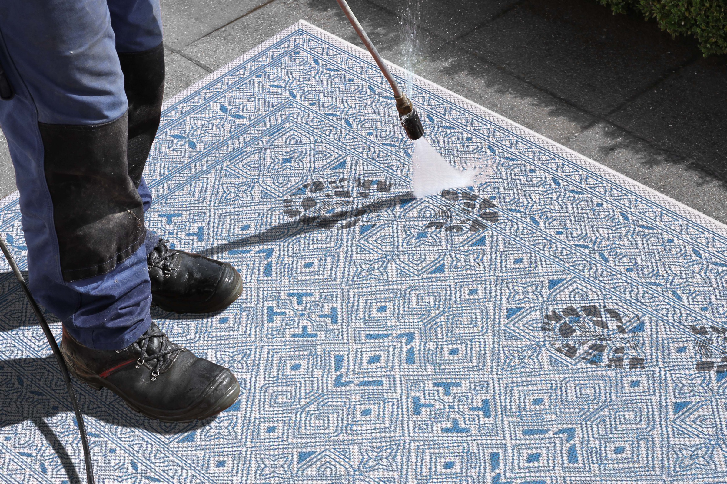 NORTHRUGS Teppich »Cuadrado«, rechteckig, 4 mm Höhe, Flachgewebe Grafisches Design, gekettelt, Robust, Pflegeleicht