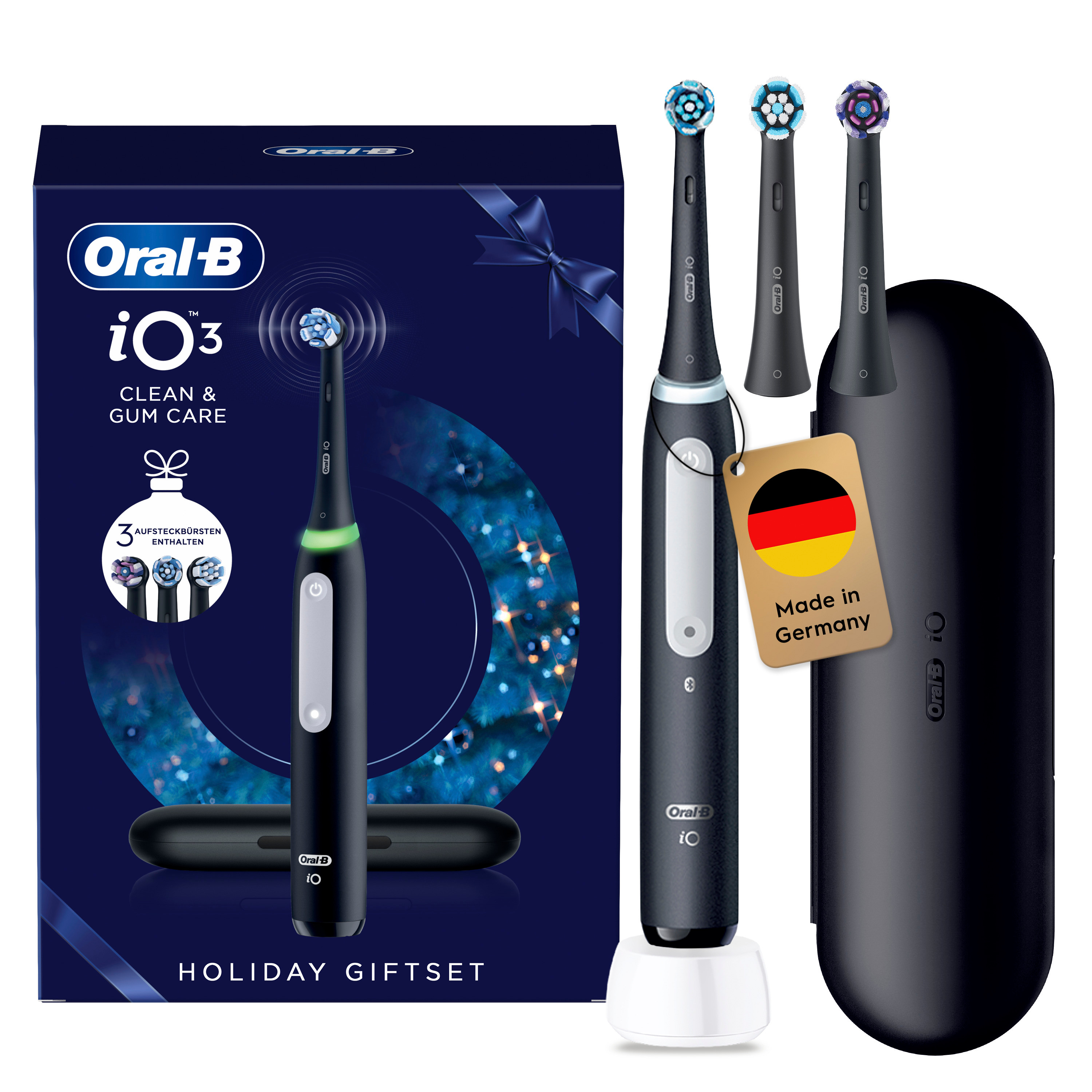 Oral-B Elektrische Zahnbürste »iO Series 3« 3 Stk. Aufsteckbürsten Geschenkedition, Magnet-Technologie, Reise-Etui