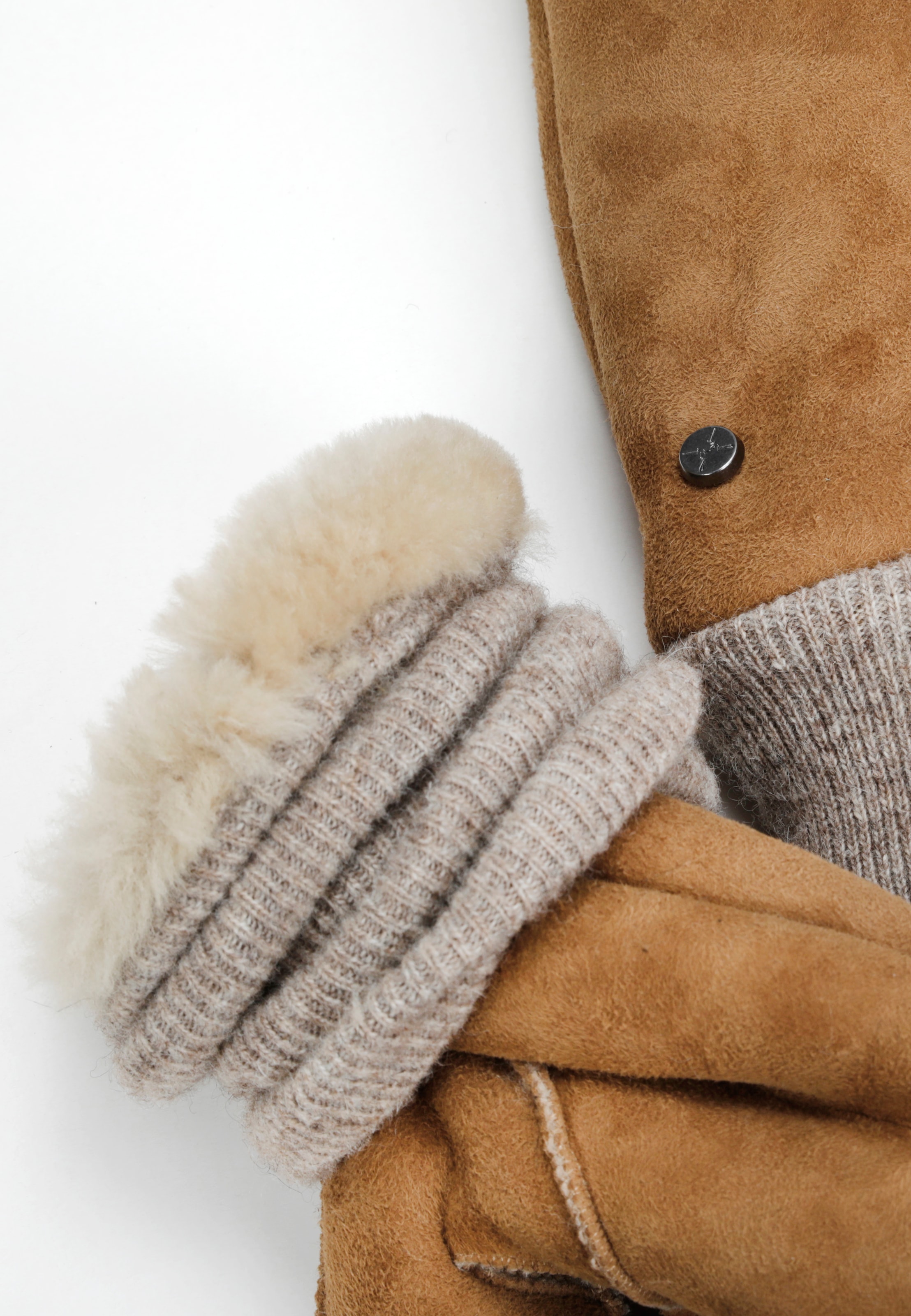 PEARLWOOD Lederhandschuhe »CROWE«, (1 Paar), Fausthandschuh, Strickbündchen, warm gefüttert