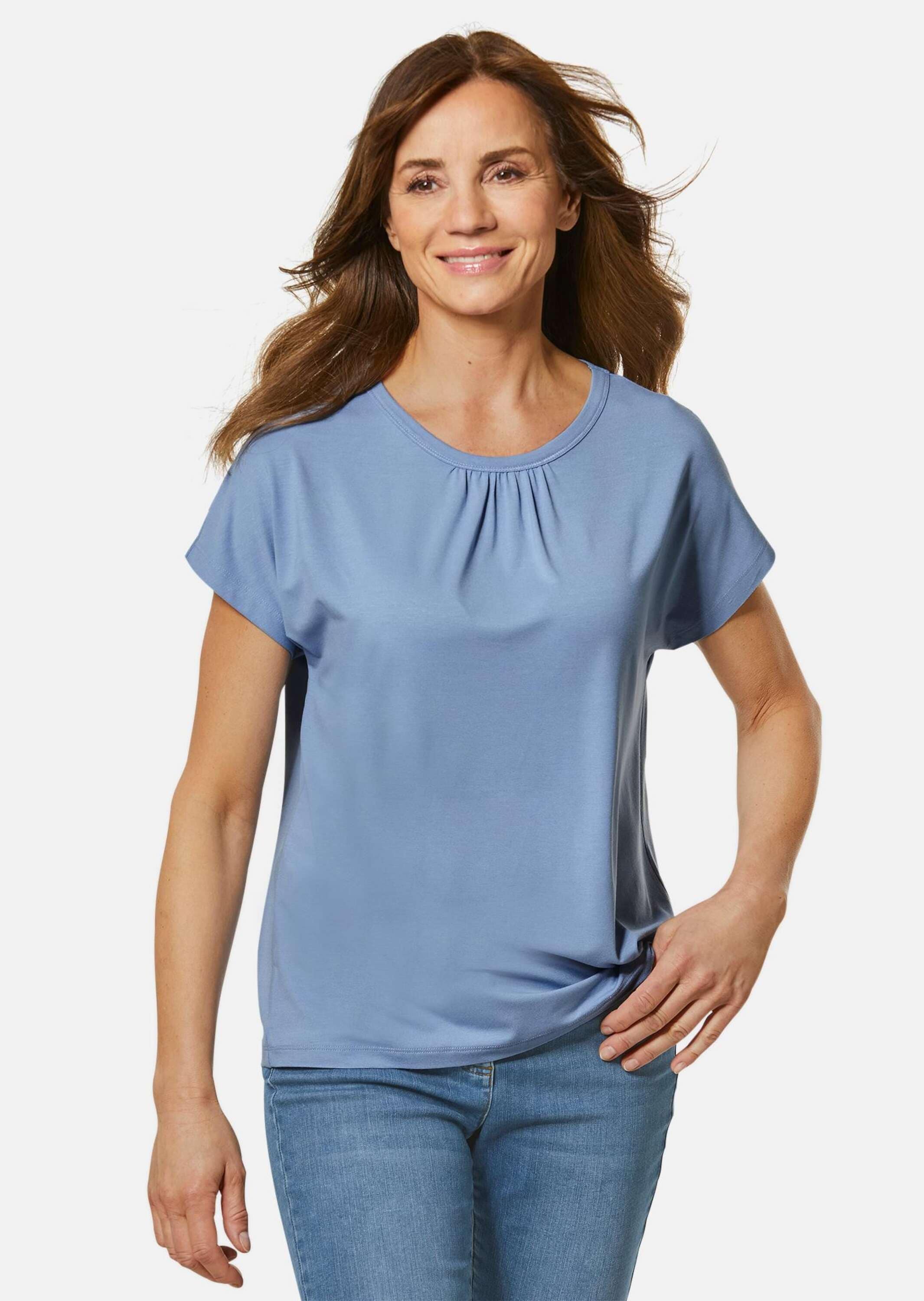 GOLDNER Langarm-Poloshirt »Bequemes Rundhalsshirt aus glänzender Qualität«