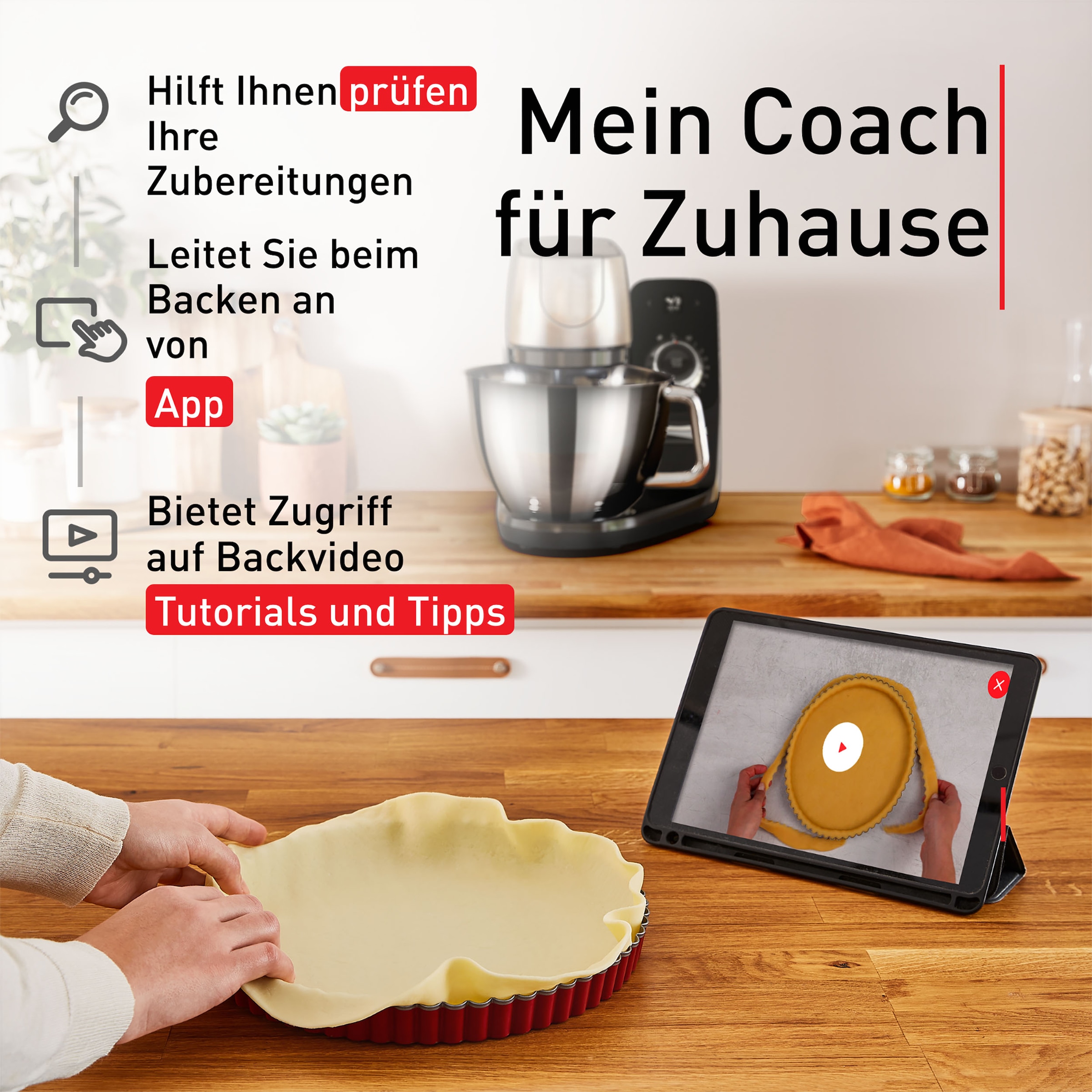 Tefal Küchenmaschine »QB9008 Coach«, 8 Automatikprogramme, personalisiertes Erlebnis, leiser Motor