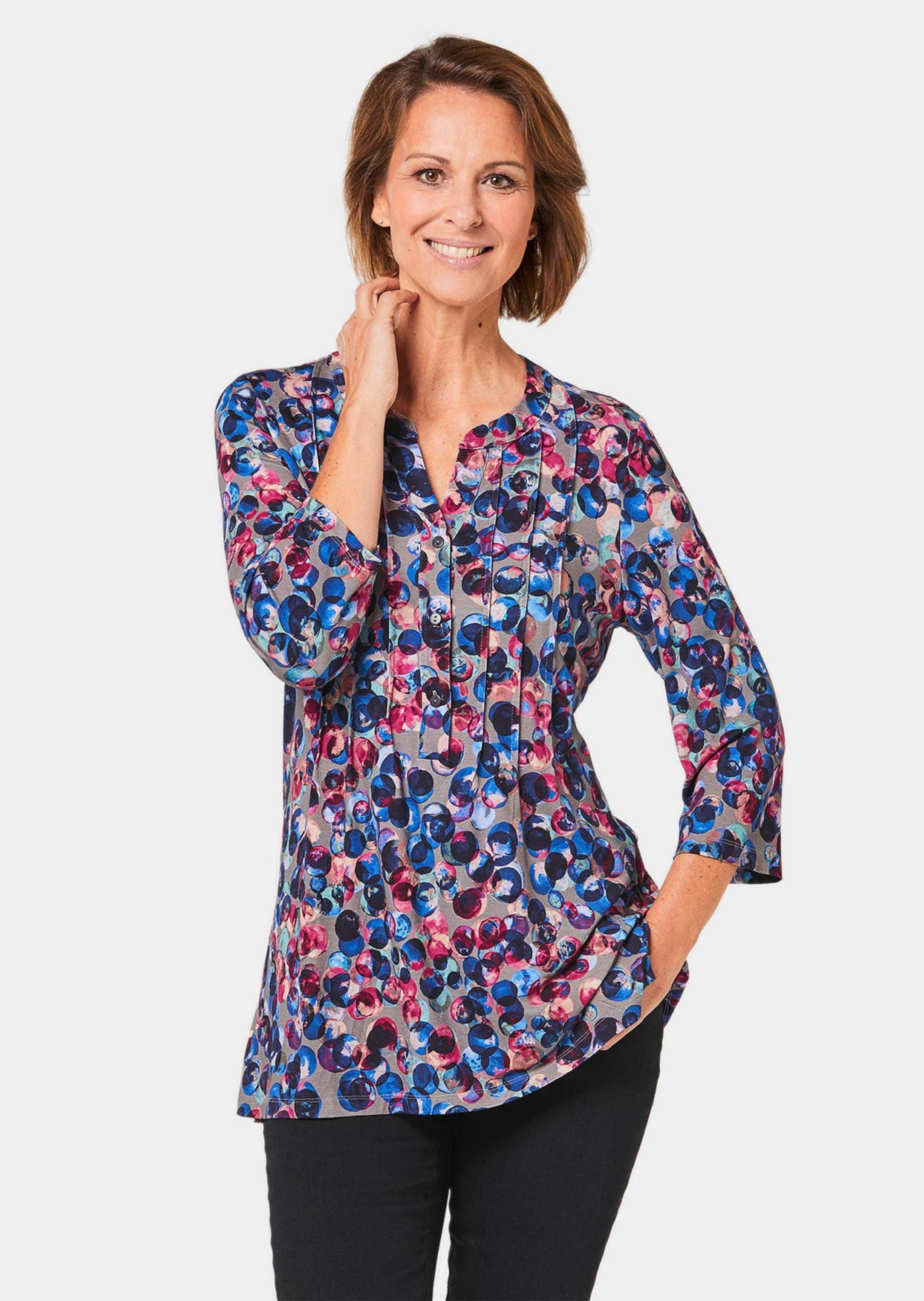 GOLDNER Print-Shirt »Kurzgröße Figurschmeichelndes Drucktunika-Shirt«