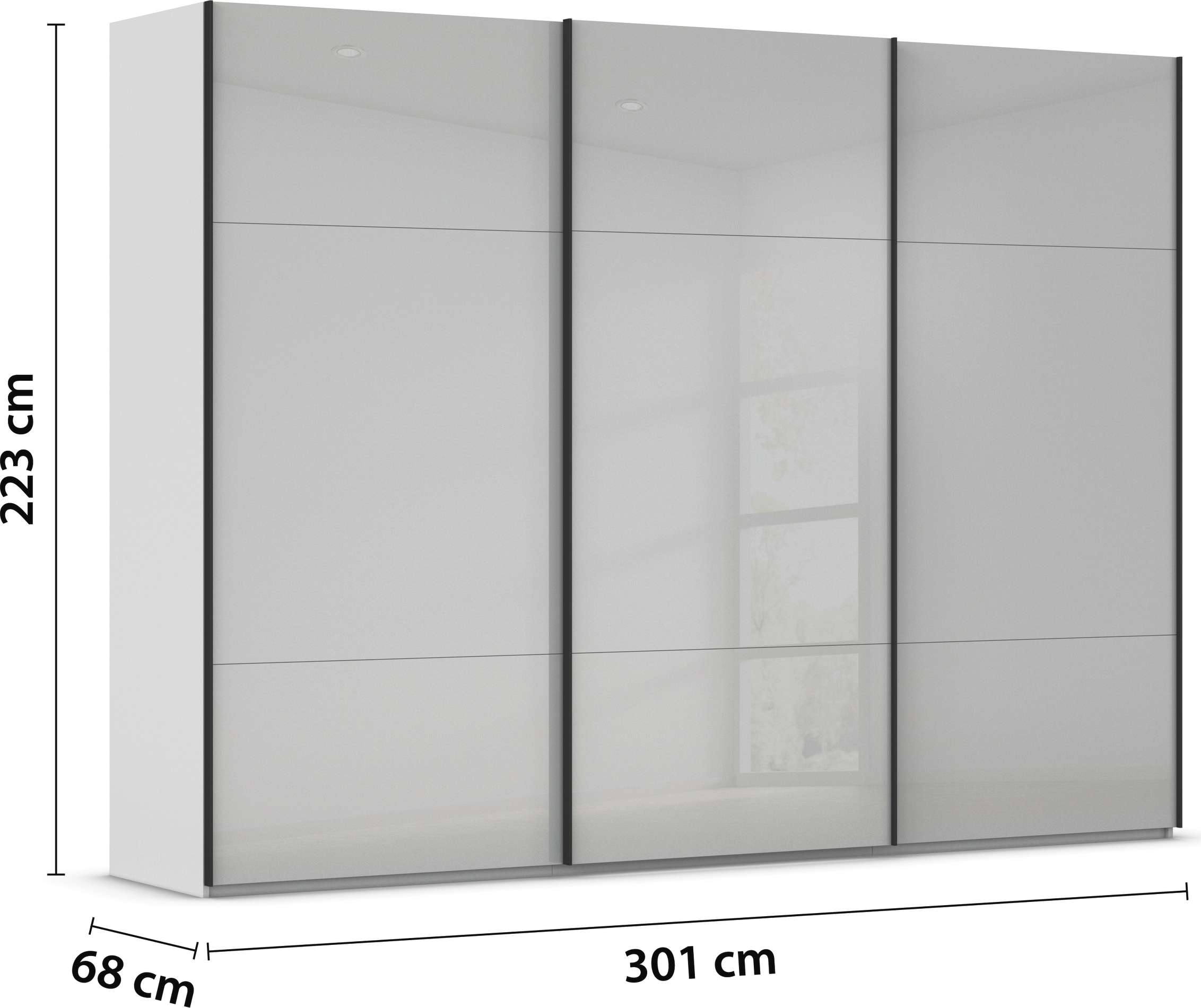 rauch Schwebetürenschrank »Kleiderschrank Schrank Garderobe Schlafzimmerschrank CONTIDO«, (in 3 verschiedenen Ausstattungen BASIC/CLASSIC/PREMIUM), aus hochwertigem Material in 6 Breiten 2 Griff-Farben MADE IN GERMANY