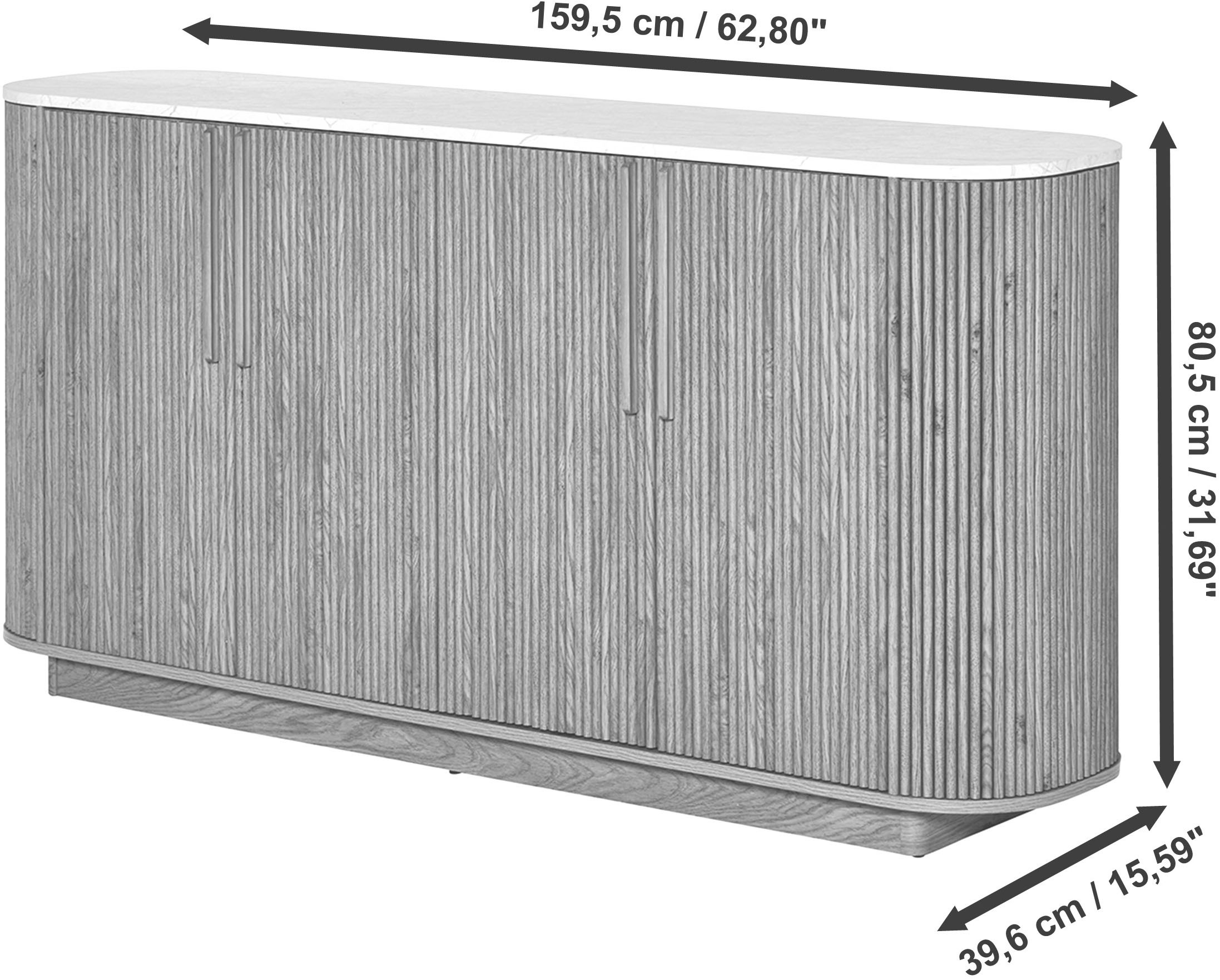 Jahnke Sideboard »STRING SB 160« 1 Stk. tlg. Sideboard, 4-türig, Marmor-Look, Breite 159,5 cm