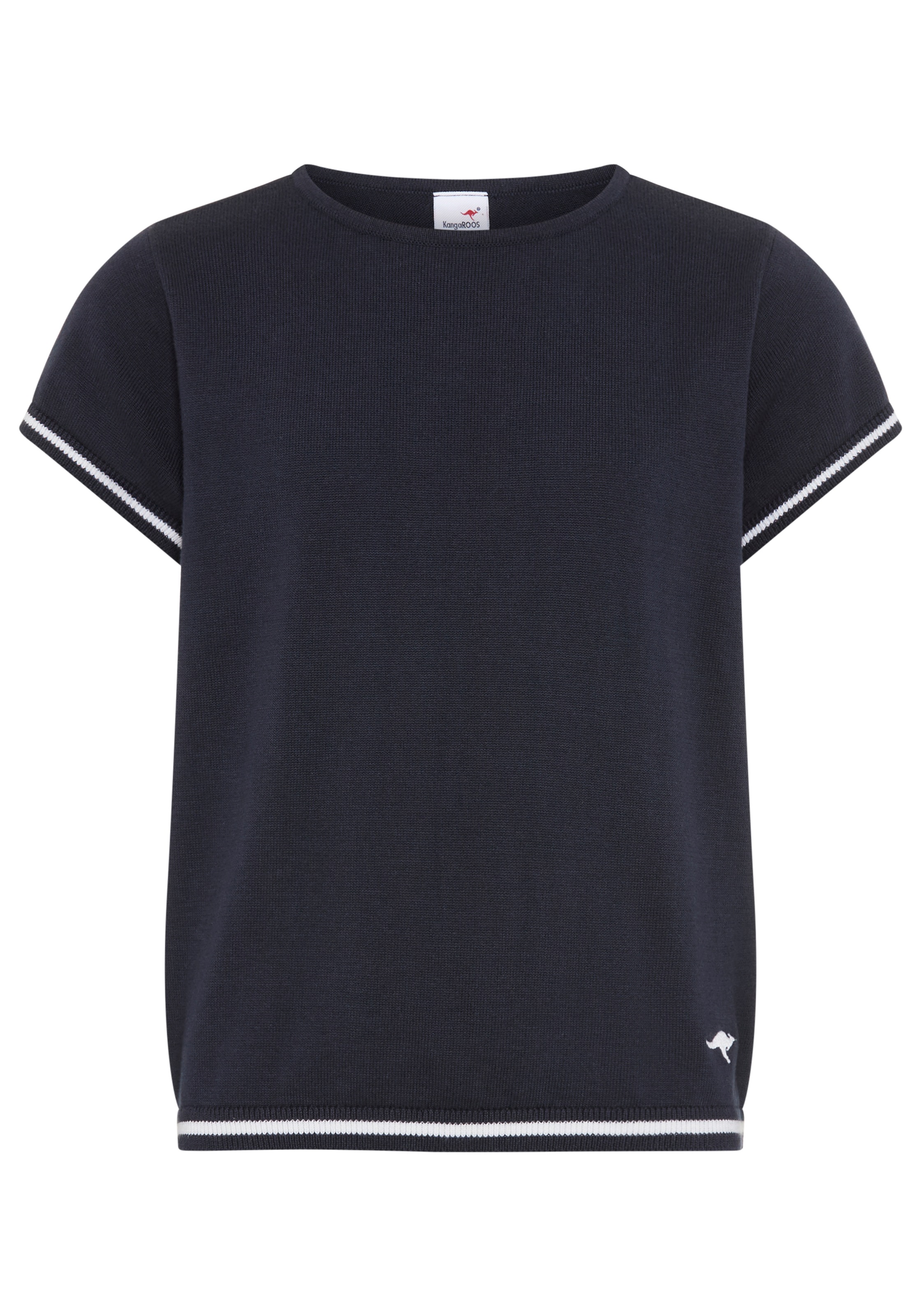 KangaROOS Kurzarmpullover »Kangaroos Strick T-Shirt für Mädchen« mit Rundhalsausschnitt, unifarben mit Farbeinsatz