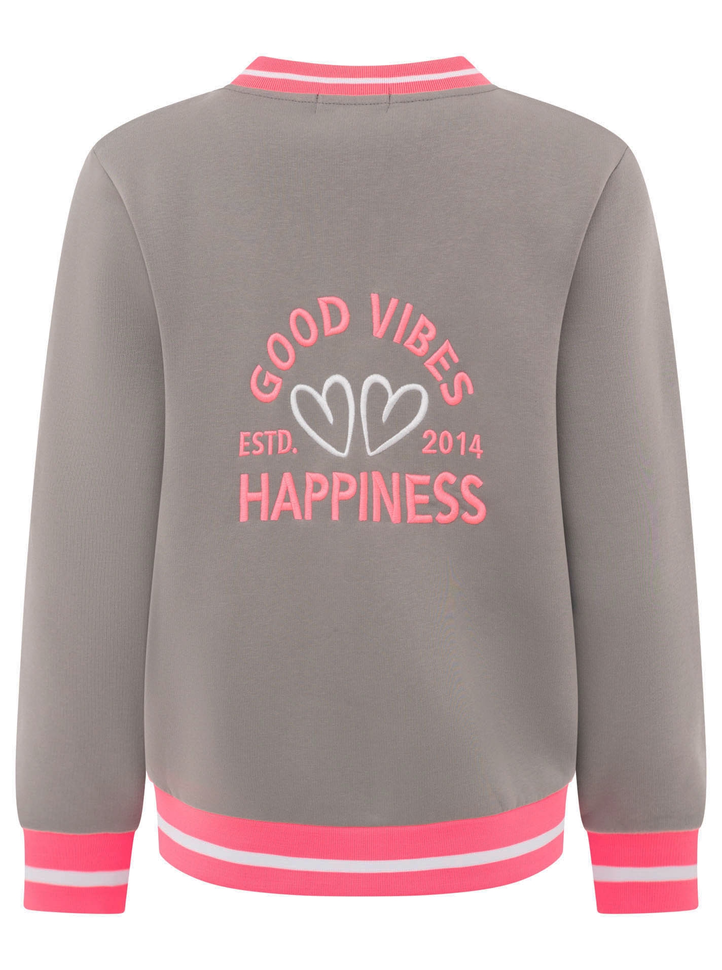 Zwillingsherz Sweatjacke »"College"« Reißverschluss, gestreiften Rippbündchen, Eingriffstaschen, Stickerei