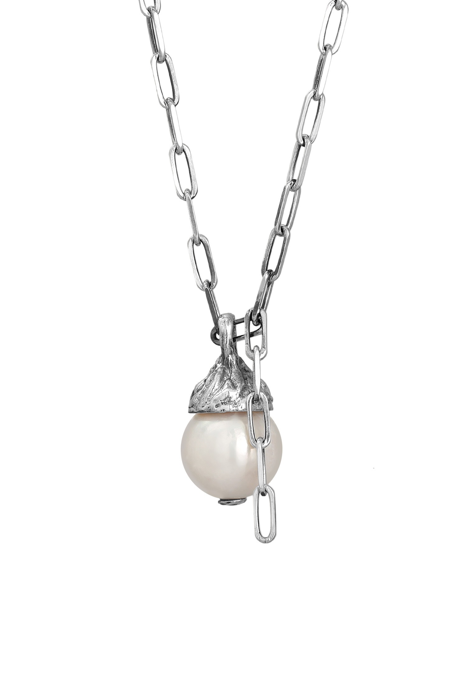 HAZE & GLORY Kette mit Anhänger »Halskette Gliederkette Süßwasserperle Barock 925 Silber«