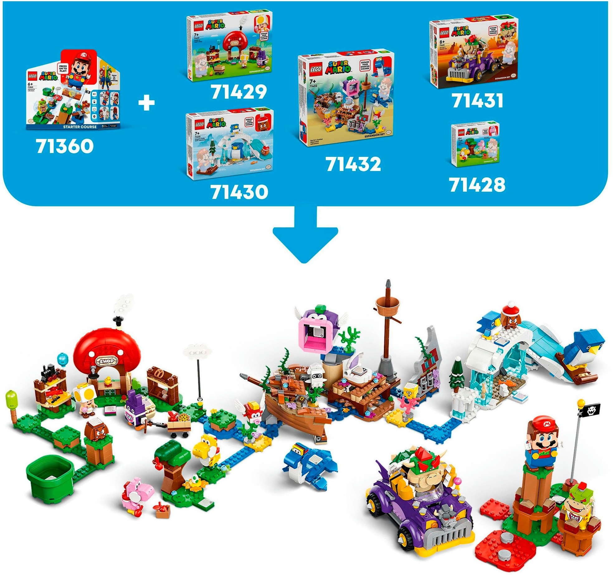 LEGO® Konstruktionsspielsteine »Dorrie und das versunkene Schiff (71432), LEGO Super Mario«, (500 St.), Erweiterungsset; Made in Europe