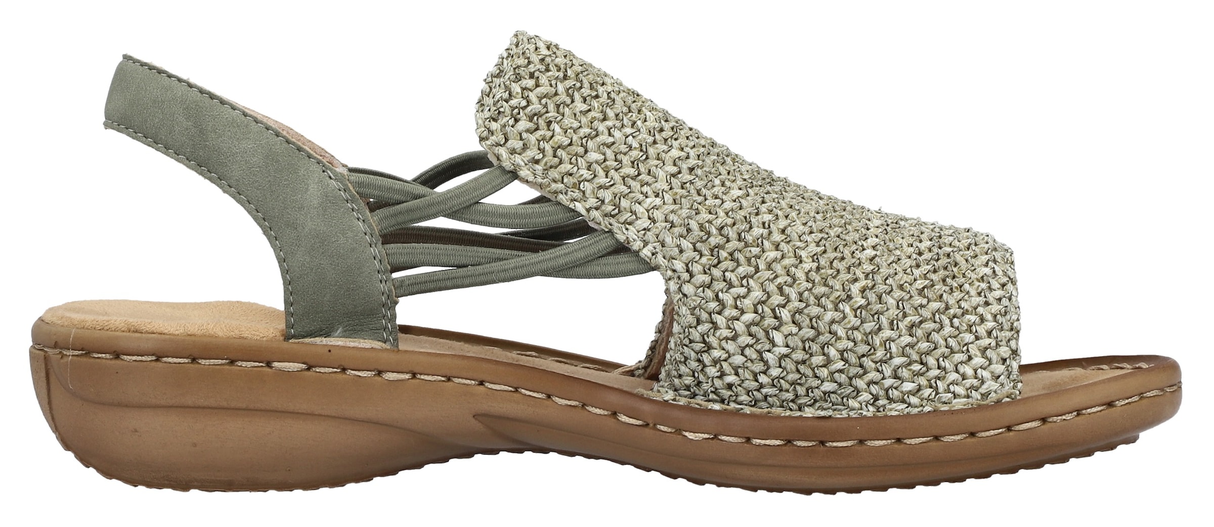 Rieker Sandale, Sommerschuh, Sandalette, Schlupfschuh mit seitlichen Gummizügen
