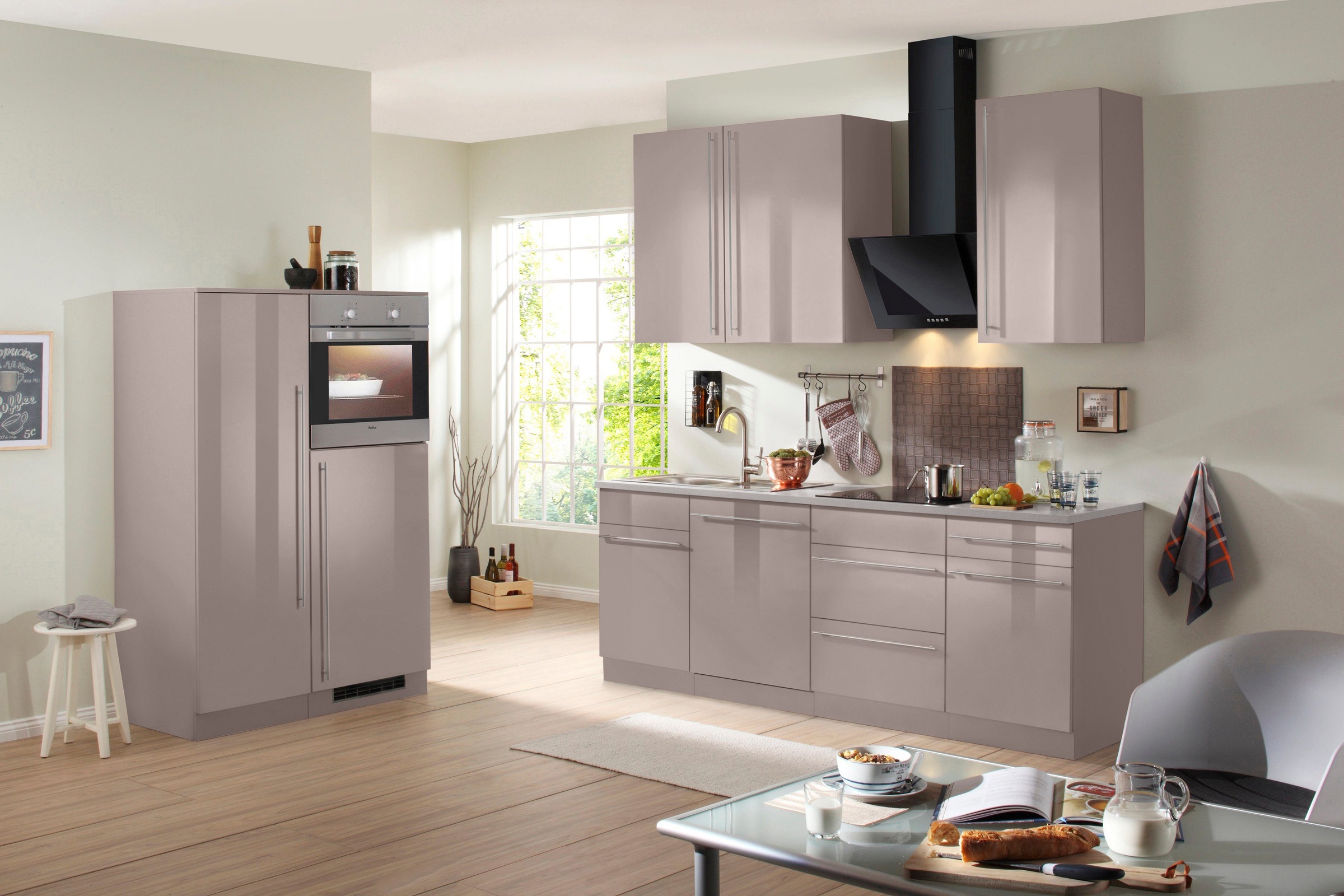 wiho Küchen Küchenzeile »Chicago«, mit E-Geräten, Gesamtbreite 330 cm