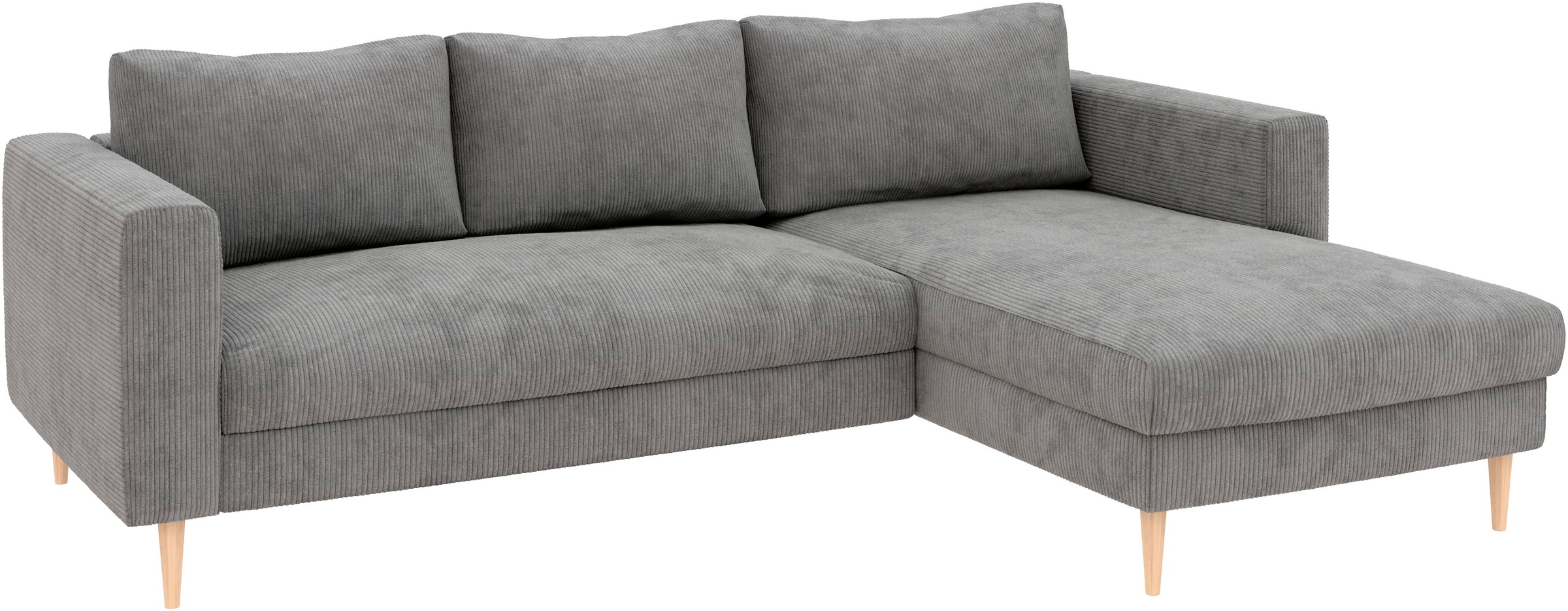 TRENDMANUFAKTUR Ecksofa »Amazing, wahlw. mit Schlaffunktion & Bettkasten, Fuß Buche lackiert« Recamiere beidseitig montierbar, Sofa in L-Form, 232 cm