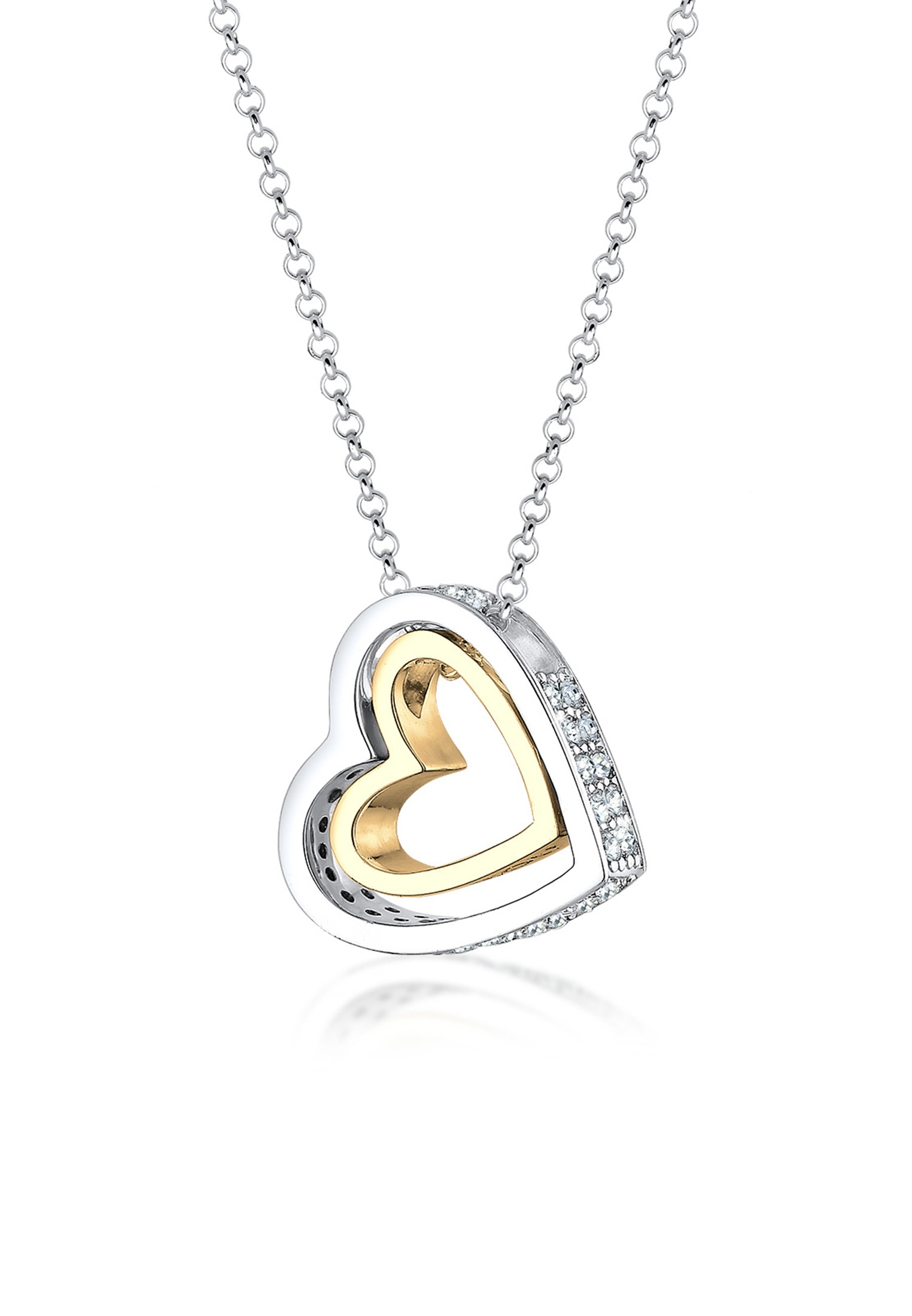 Elli Silberkette »Halskette Herz Weiß 925 Sterling Silber, mit Kristallen von Swarovski® Bicolor, mit Kristallen von Swarovski®«