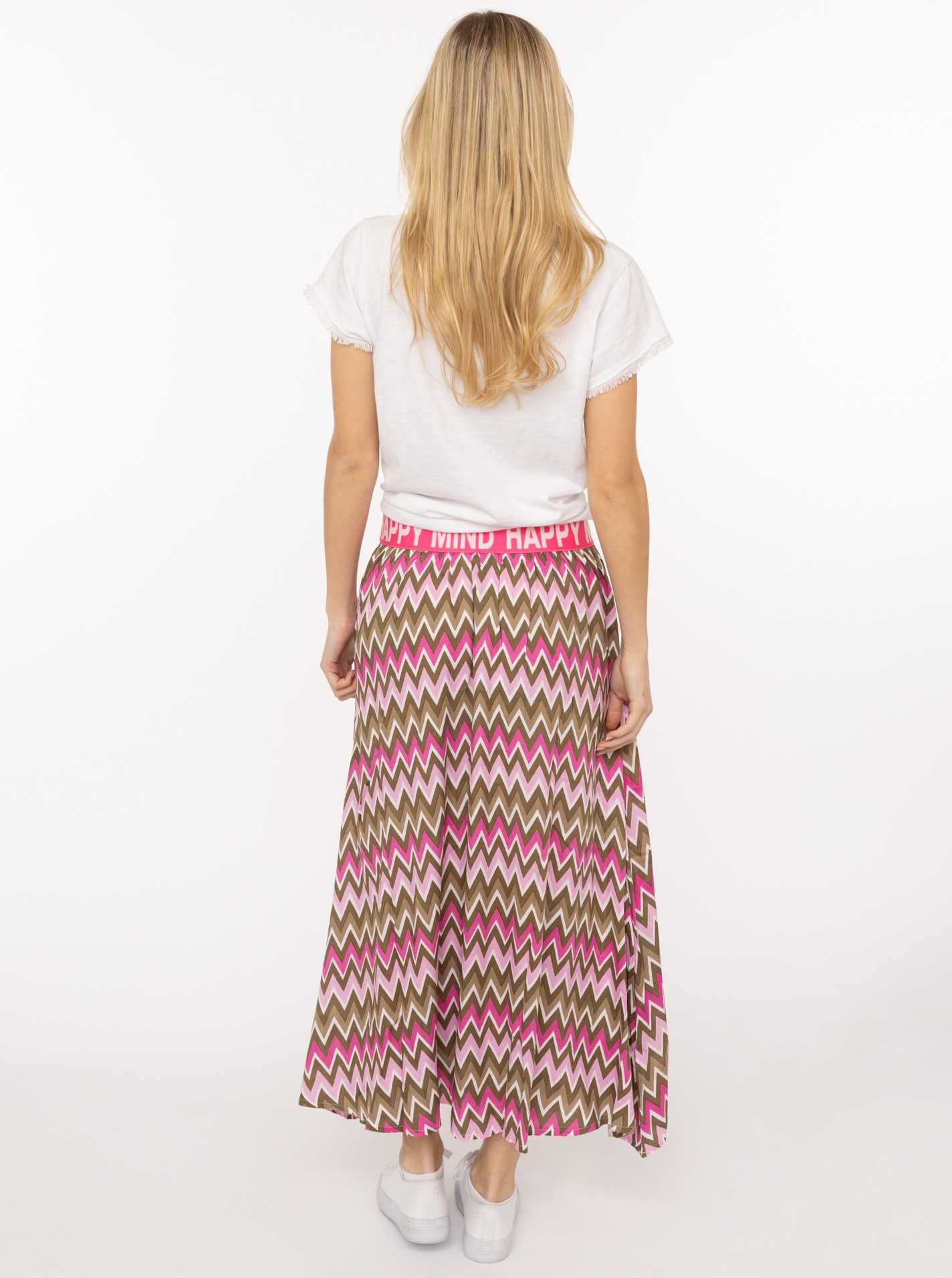 Zwillingsherz Maxirock »"Zick Zack"« farbiges Zackenmuster, Gummizug mit Schrift, knöchellang